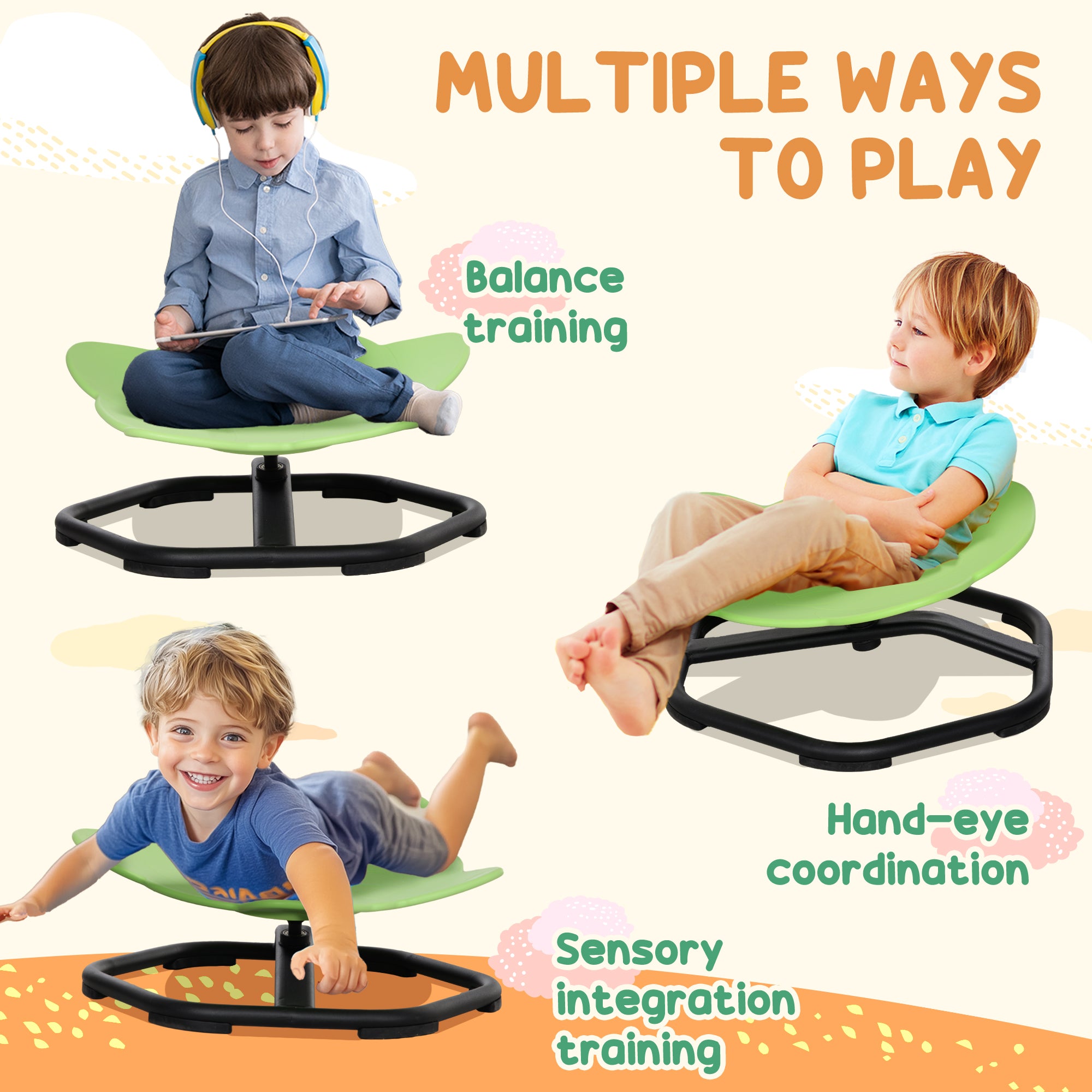AIYAPLAY Elephant Shape Spinning Chair for Autism 3-6 Years Old - North Peak Garden Furniture