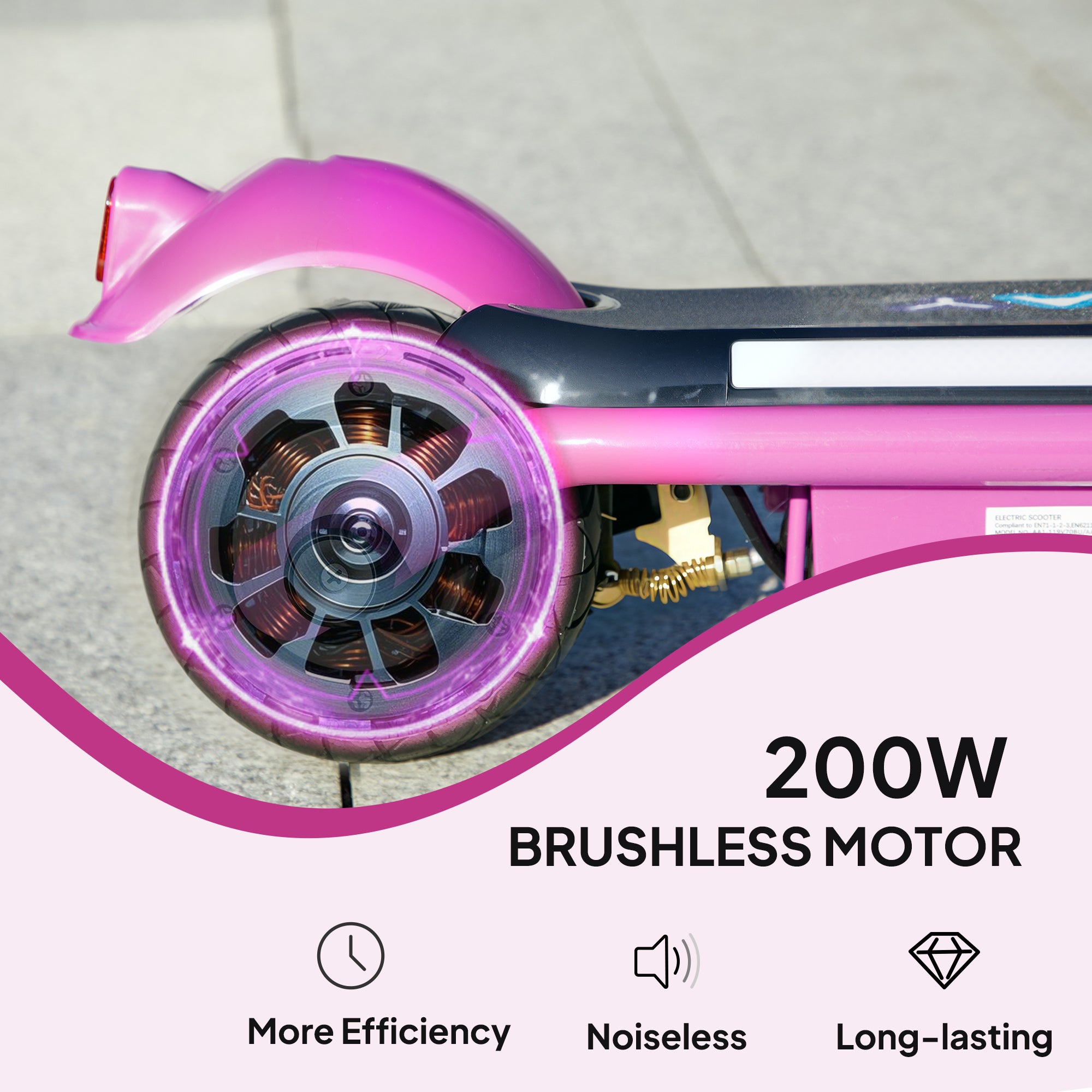 AIYAPLAY Electric Scooter for Kids Ages 6-14, with Dual Brakes, Flash Wheel and Colourful Light, Kids Electric Scooter E Scooter, Up to 12 KM/H & 10 KM, Purple - North Peak Garden Furniture