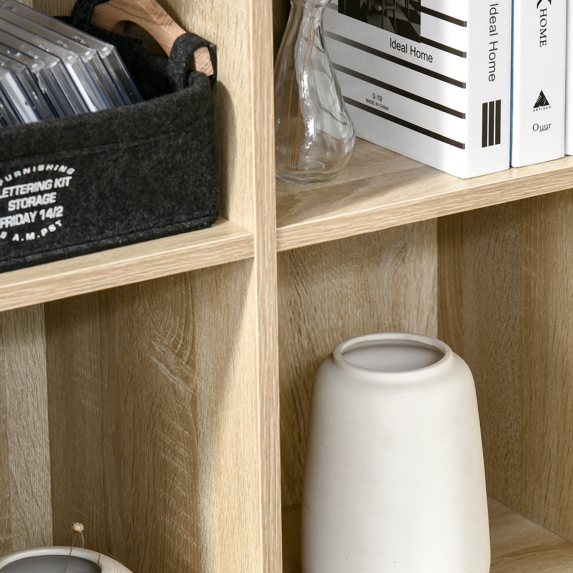 HOMCOM Six-Cube Bookcase - Oak Wood Effect - North Peak Garden Furniture