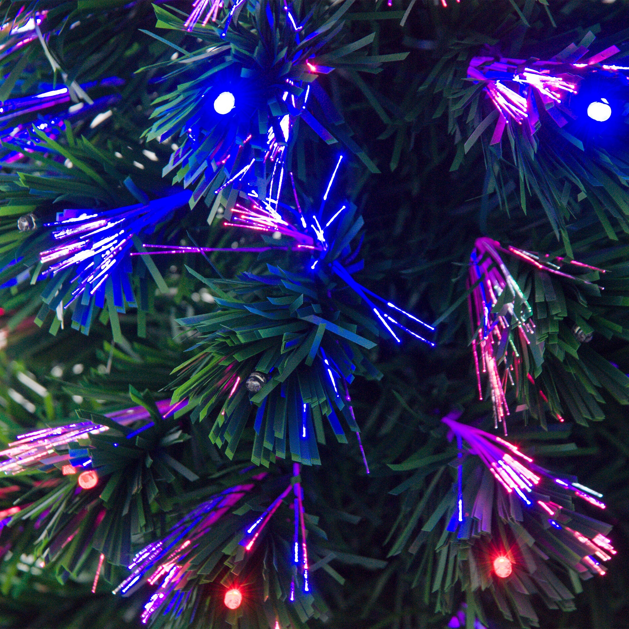 HOMCOM 4 Feet Prelit Artificial Christmas Tree with Multi-Coloured Fiber Optic LED Light, Holiday Home Xmas Decoration, Green - North Peak Garden Furniture