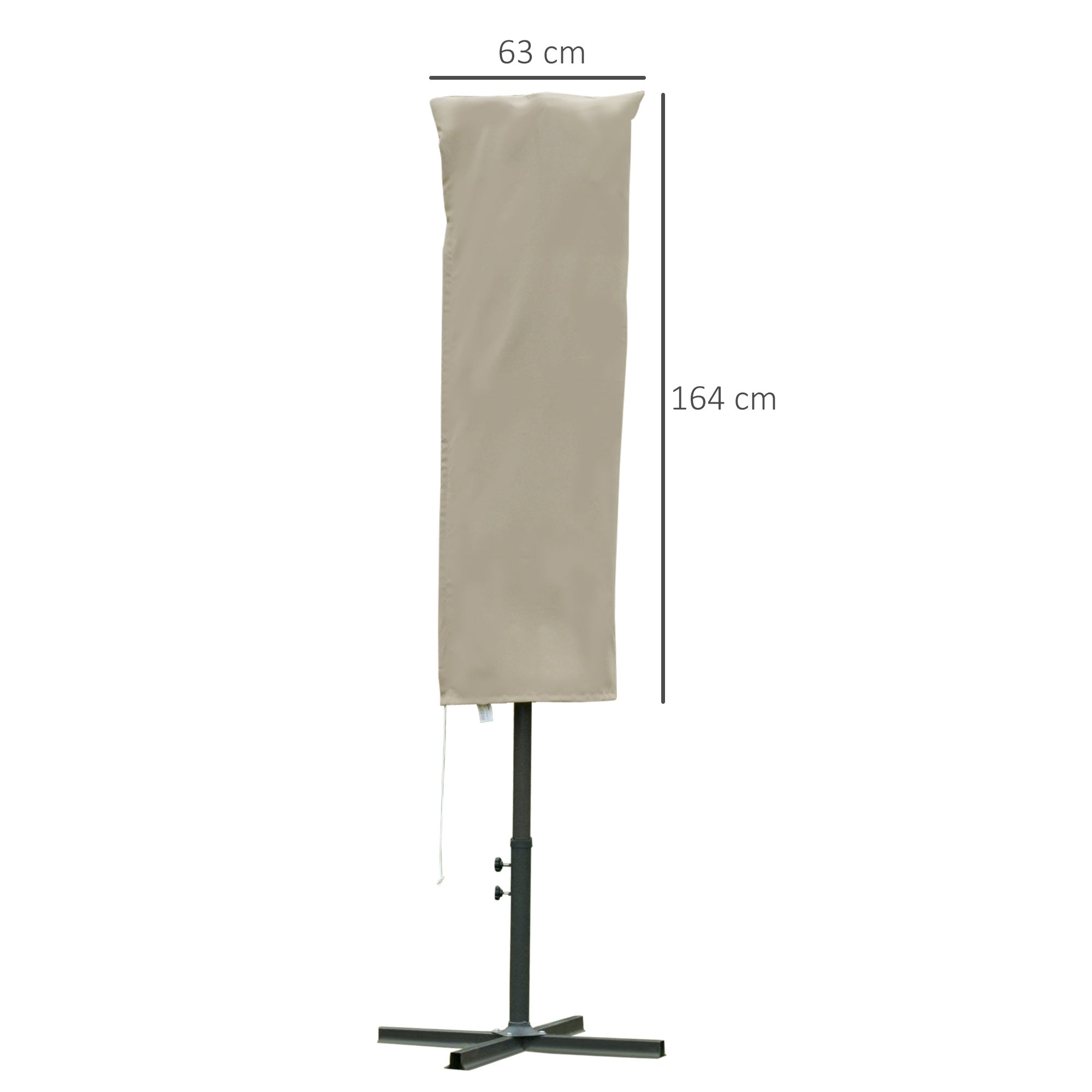 Outsunny Outdoor Cantilever Umbrella Cover with Rod, Zipper, Khaki