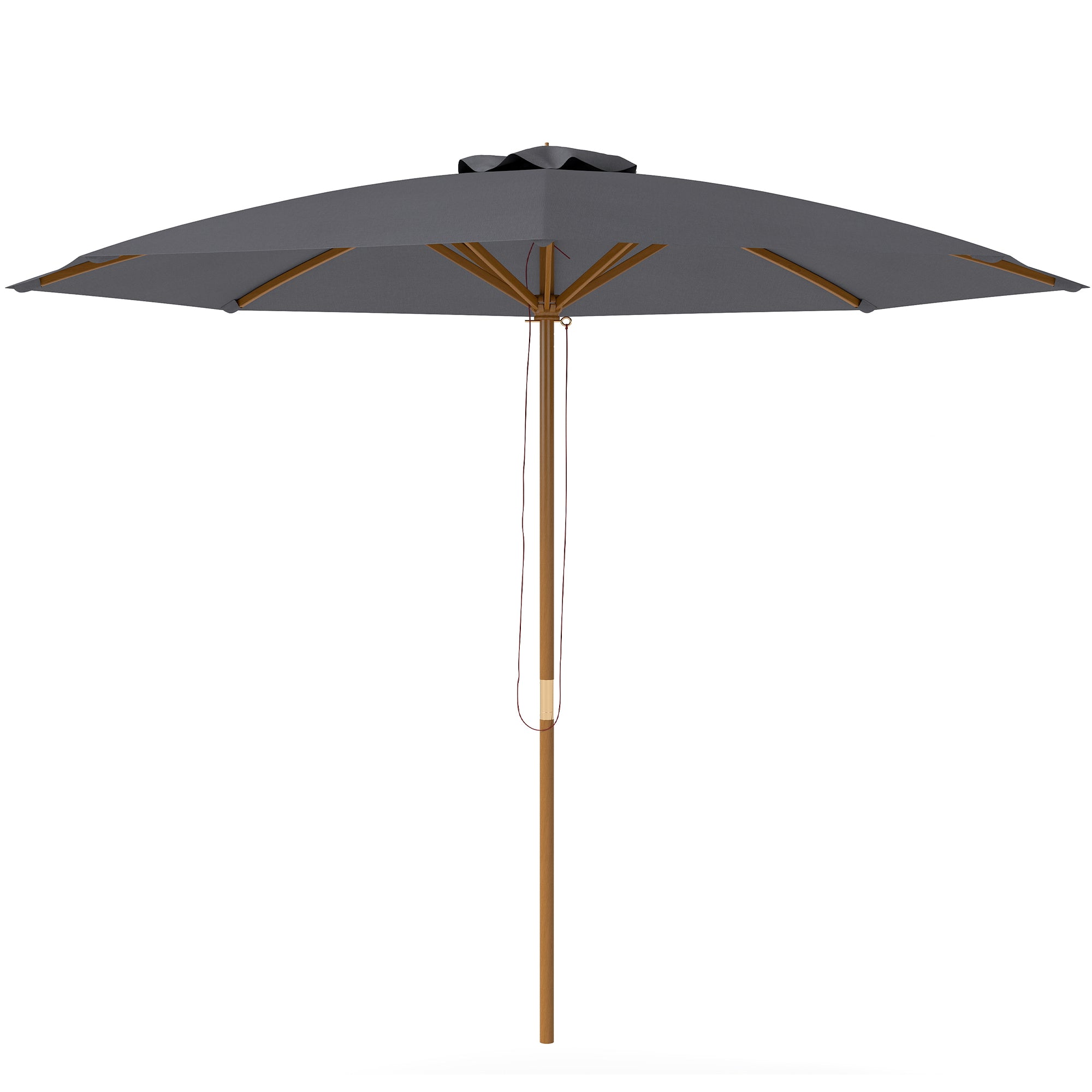 Outsunny 3m Wood Pole Parasol Umbrella - Grey - North Peak Garden Furniture