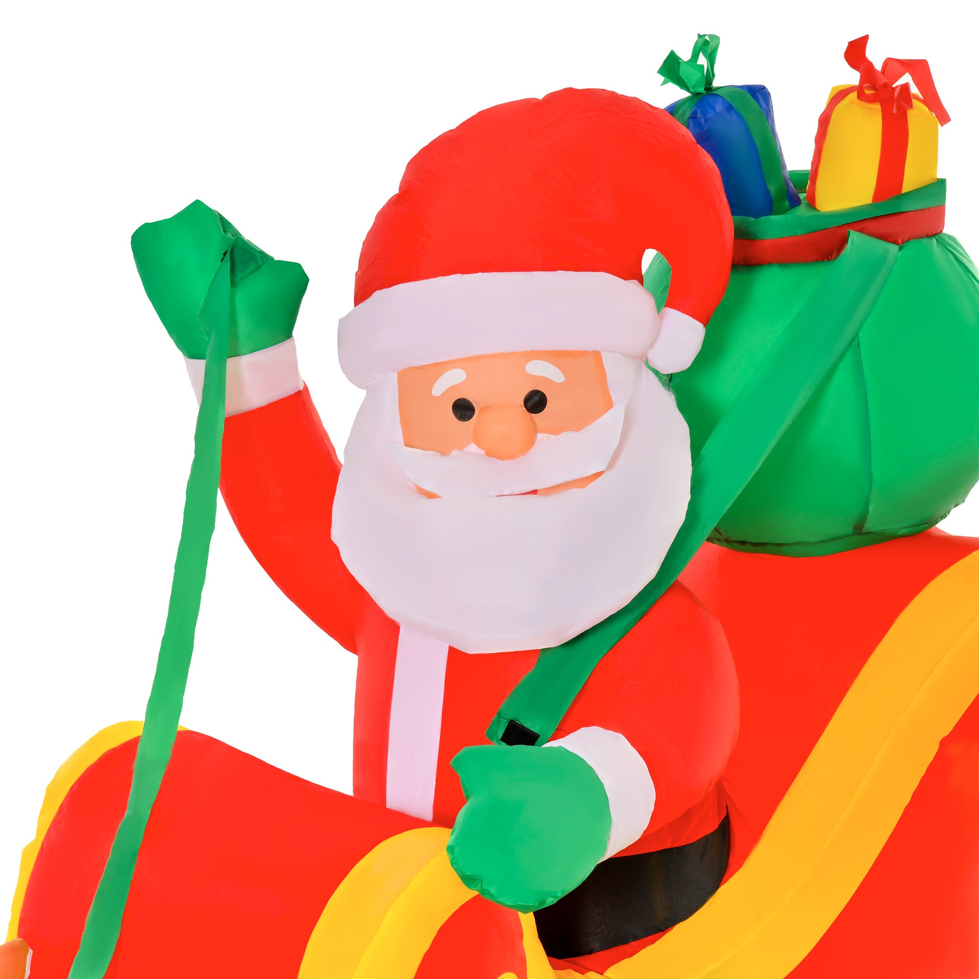 HOMCOM 8ft Christmas Inflatable Santa Claus on Sleigh, LED Lighted for Home Indoor Outdoor Garden Lawn Decoration Party Prop - North Peak Garden Furniture