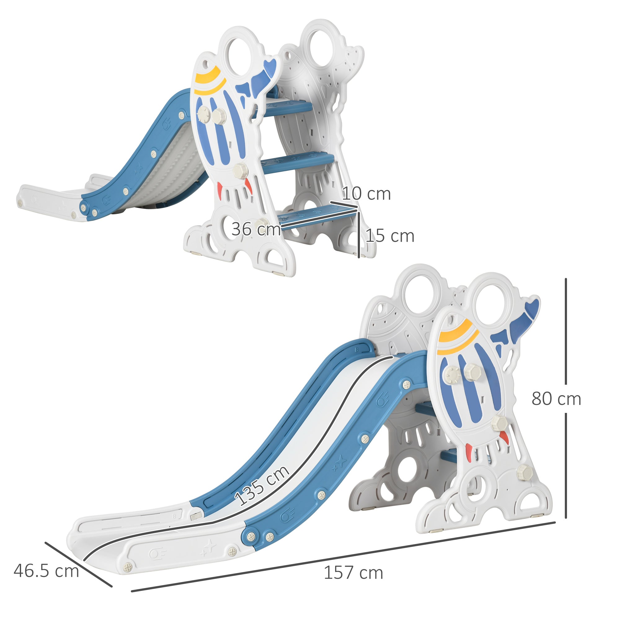 AIYAPLAY Space-Themed Baby Slide, Indoor Freestanding Kids Slide, for Ages 1.5-3 Years - Blue - North Peak Garden Furniture