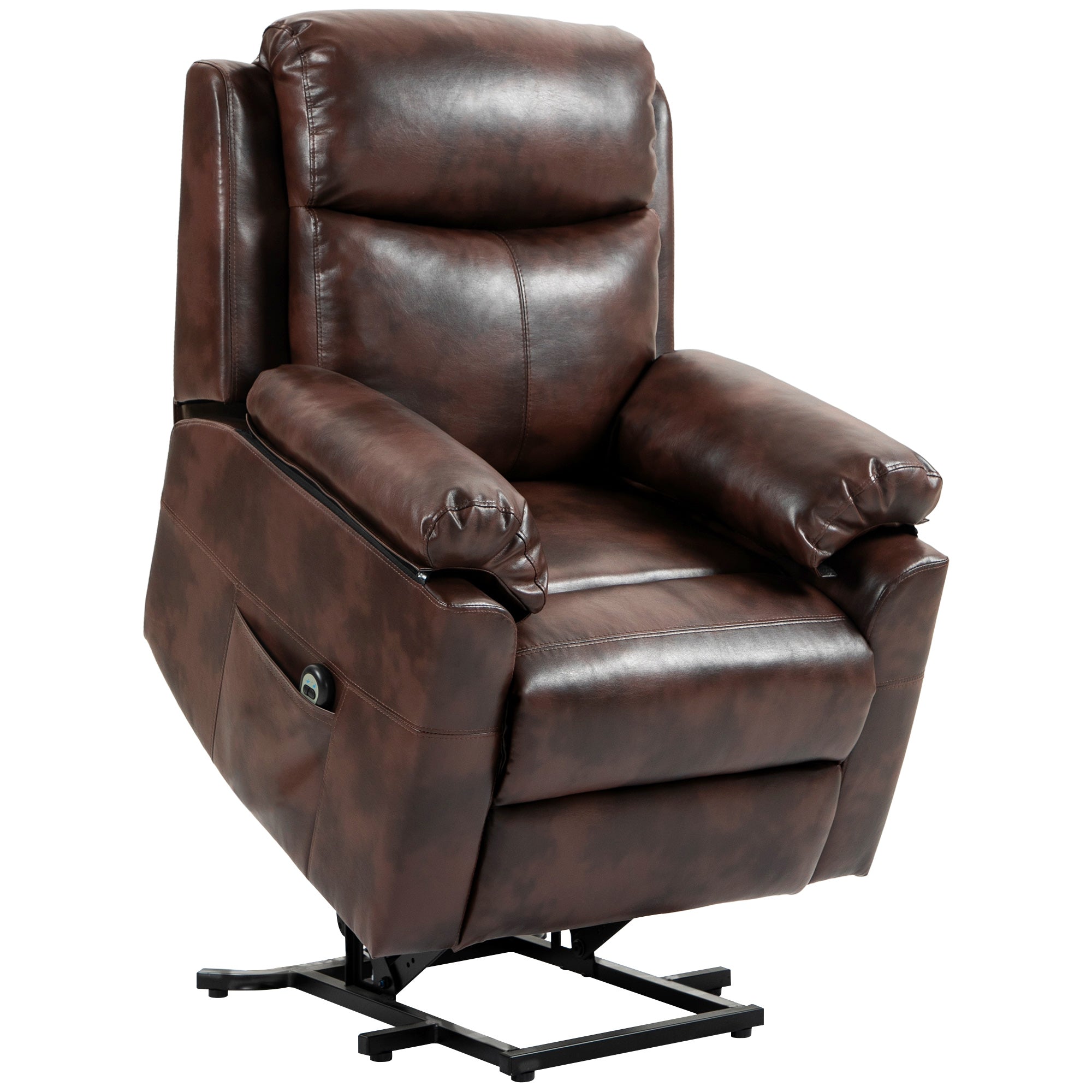 HOMCOM Faux Leather 70° Electric Riser Recliner Chair - Brown - North Peak Garden Furniture