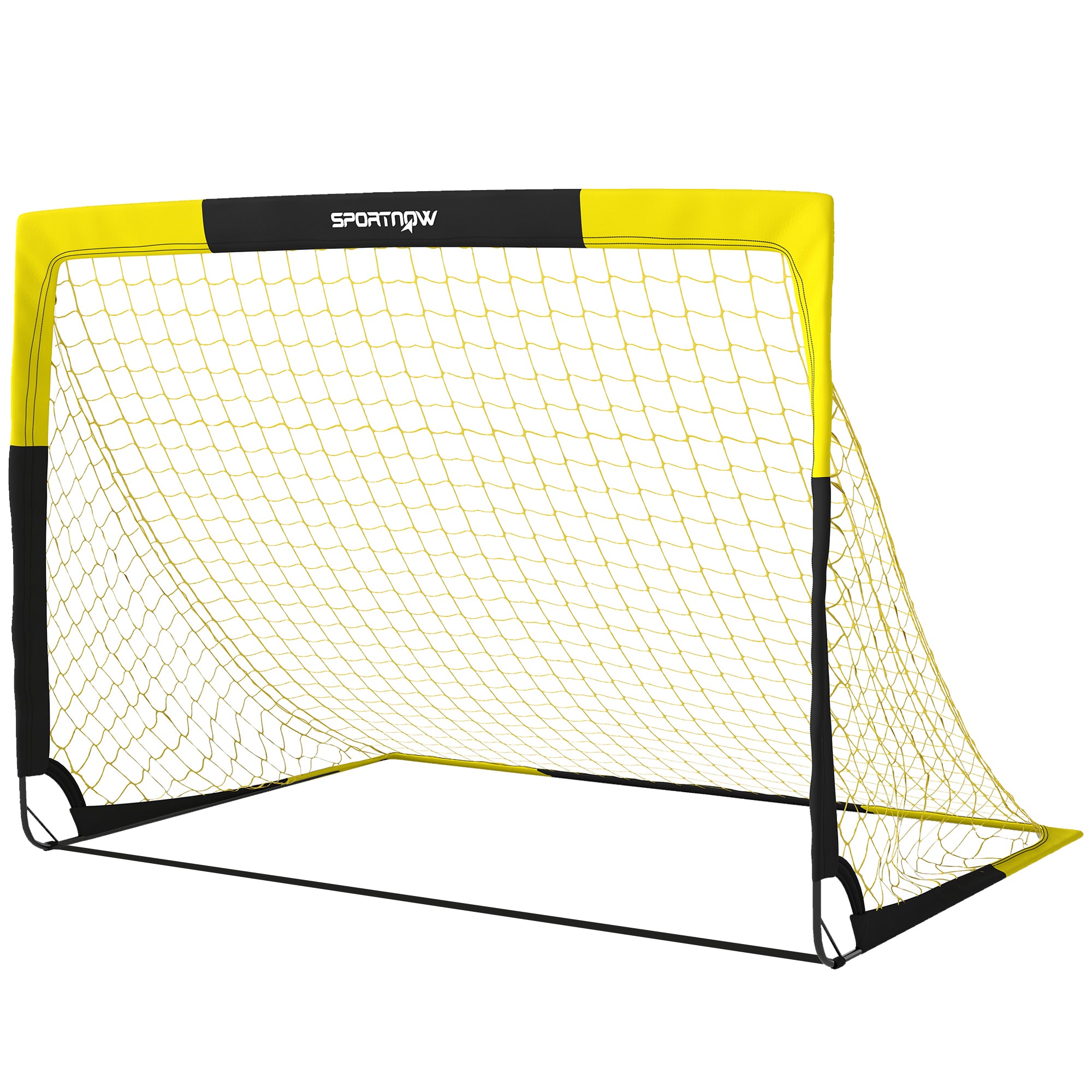 SPORTNOW Pop Up Football Goal, Portable Folding Football Net with Carry Bag, 4 U-Shaped Ground Stakes, Fibreglass Pole