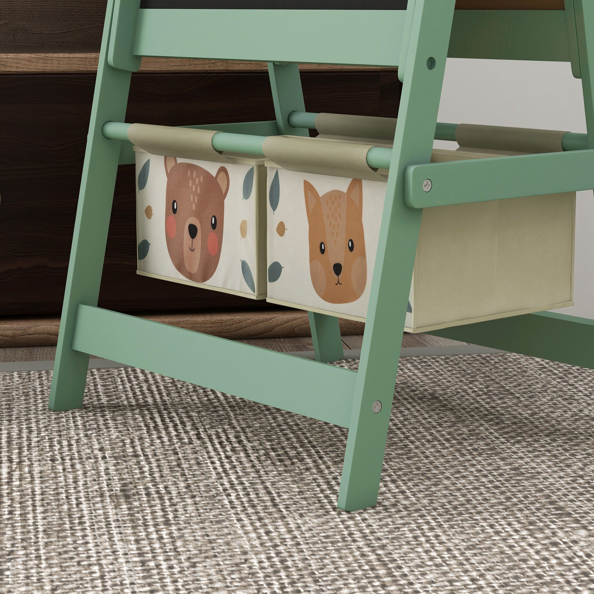 AIYAPLAY Three-In-One Kids Easel with Paper Roll, Art Easel, with Storage - Green - North Peak Garden Furniture