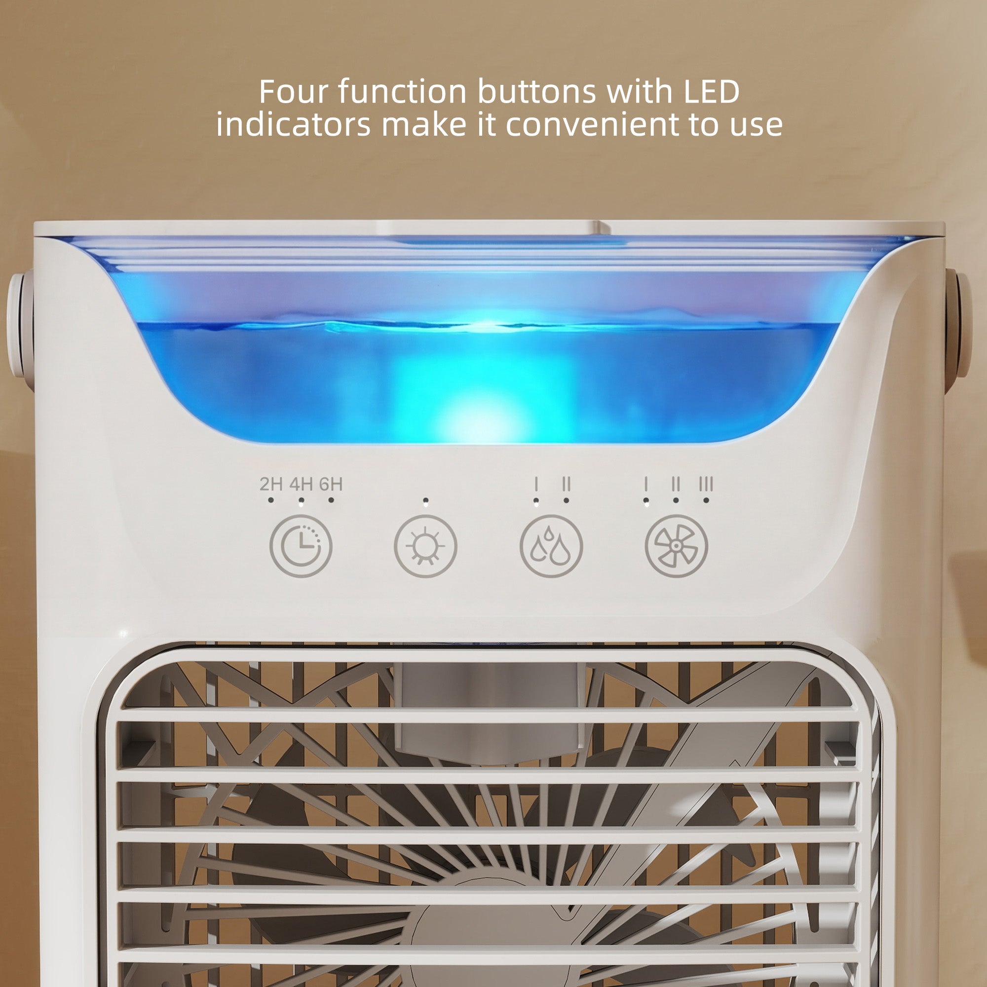 HOMCOM Desk Fan with Adjustable Head, 3-Speed Small Fan with 700ml Water Tank Grey