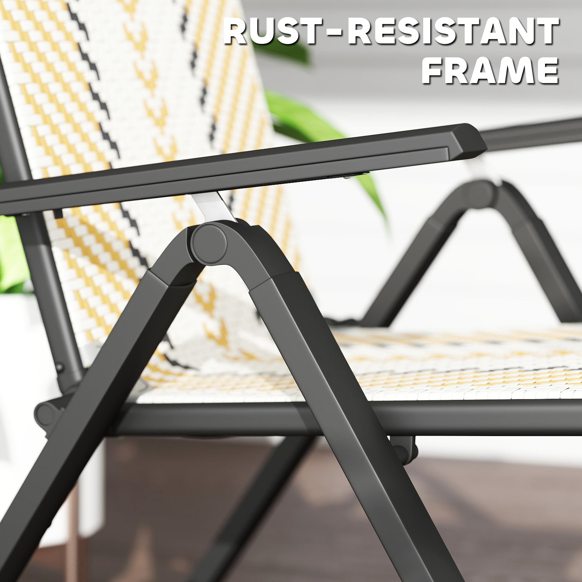 Outsunny Set of Two Rattan Reclining Garden Chairs - Multicolour - North Peak Garden Furniture