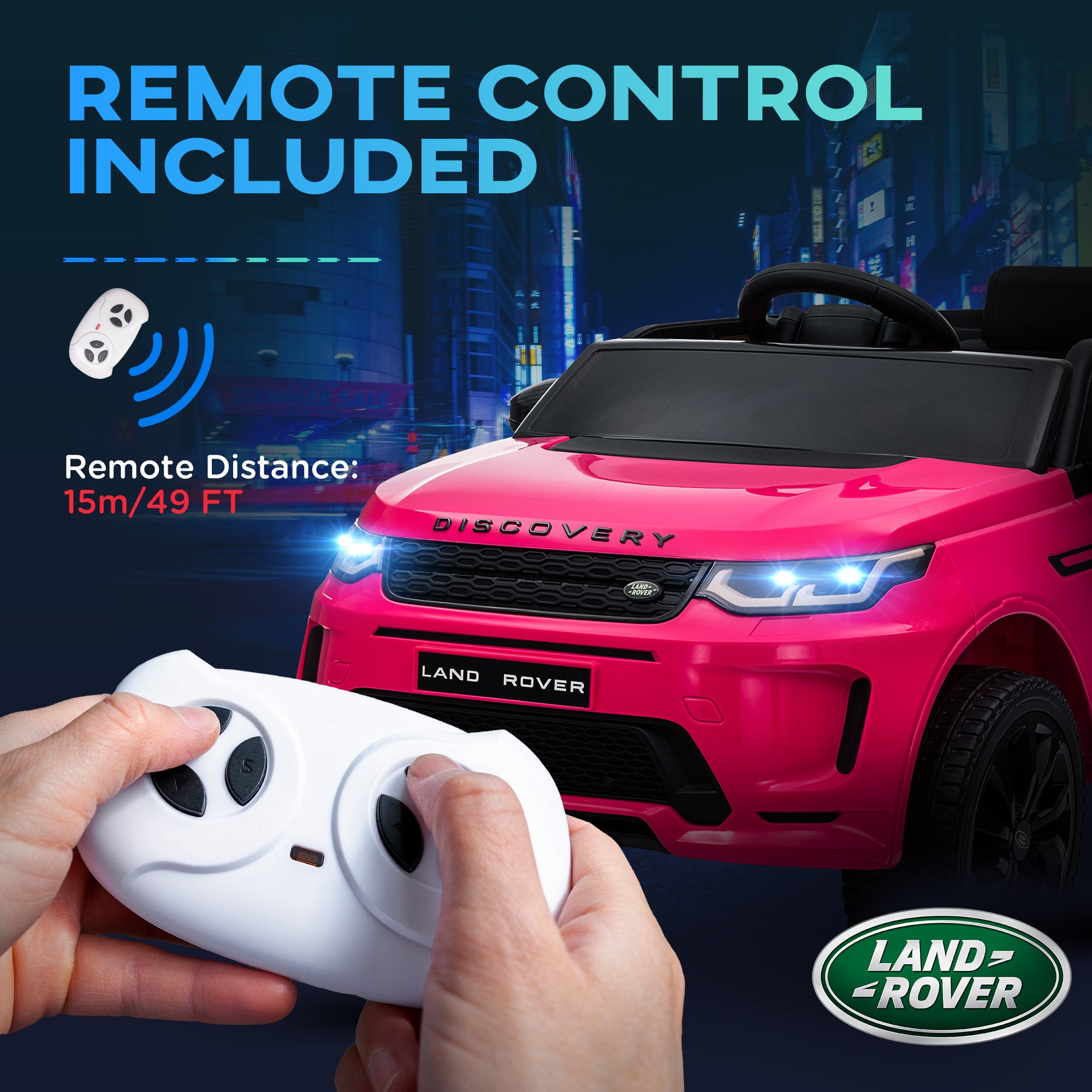 AIYAPLAY Land Rover Discovery Sport Licensed 12V Kids Ride on Car w/ Remote Control, Lights Music Horn, for 3-6 Years Pink - North Peak Garden Furniture