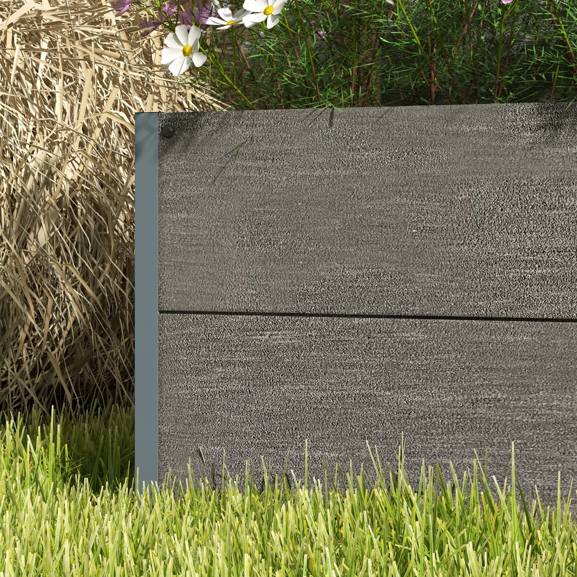 Outsunny 34 x 69.5cm Garden Planter Box, with Back Trellis - Grey - North Peak Garden Furniture