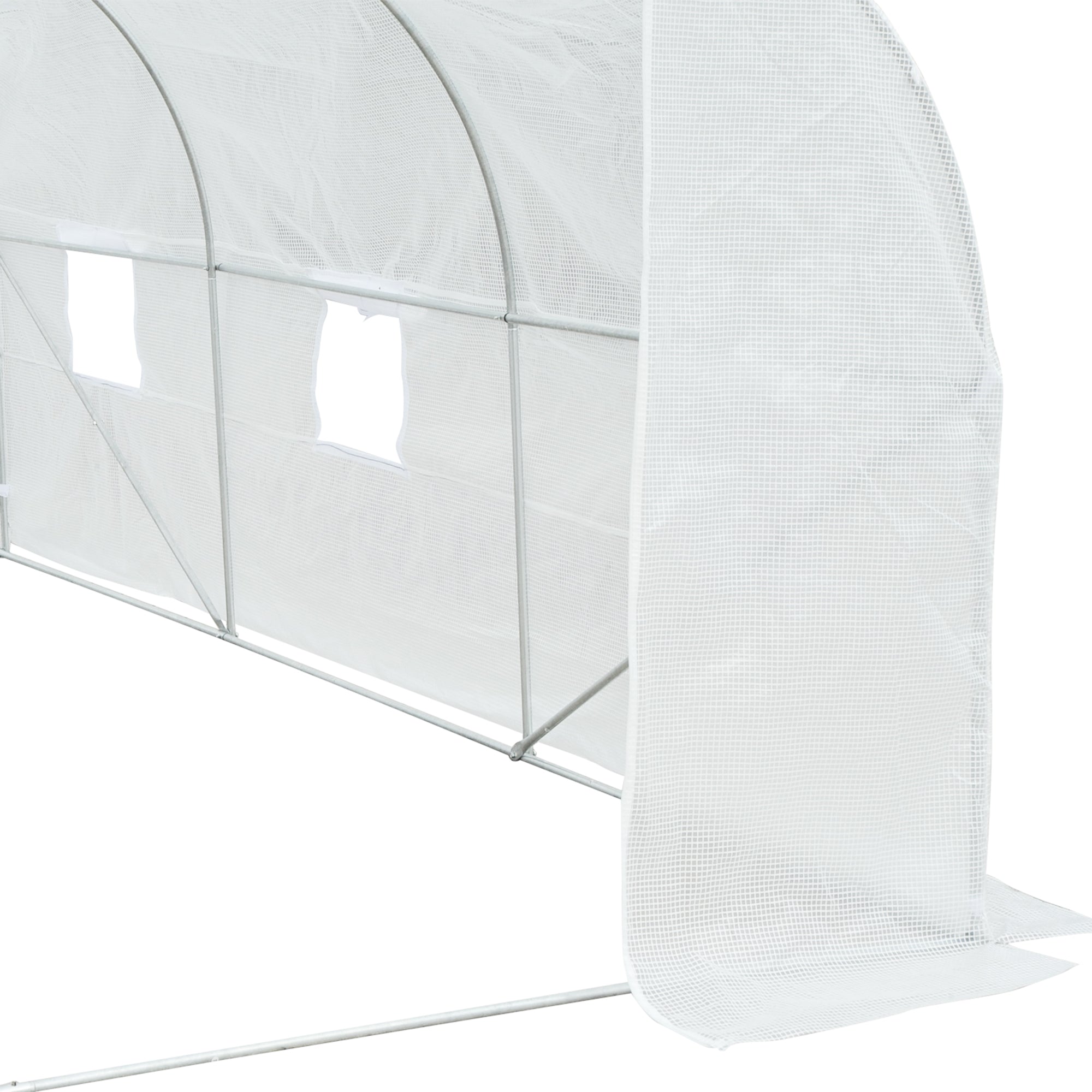 Outsunny Walk-In Polytunnel Greenhouse Warm House Garden Tunnel Shelter Plant Shed with Door and Windows, Galvanised Steel Frame, 4.5 x 3 x 2m, White - North Peak Garden Furniture