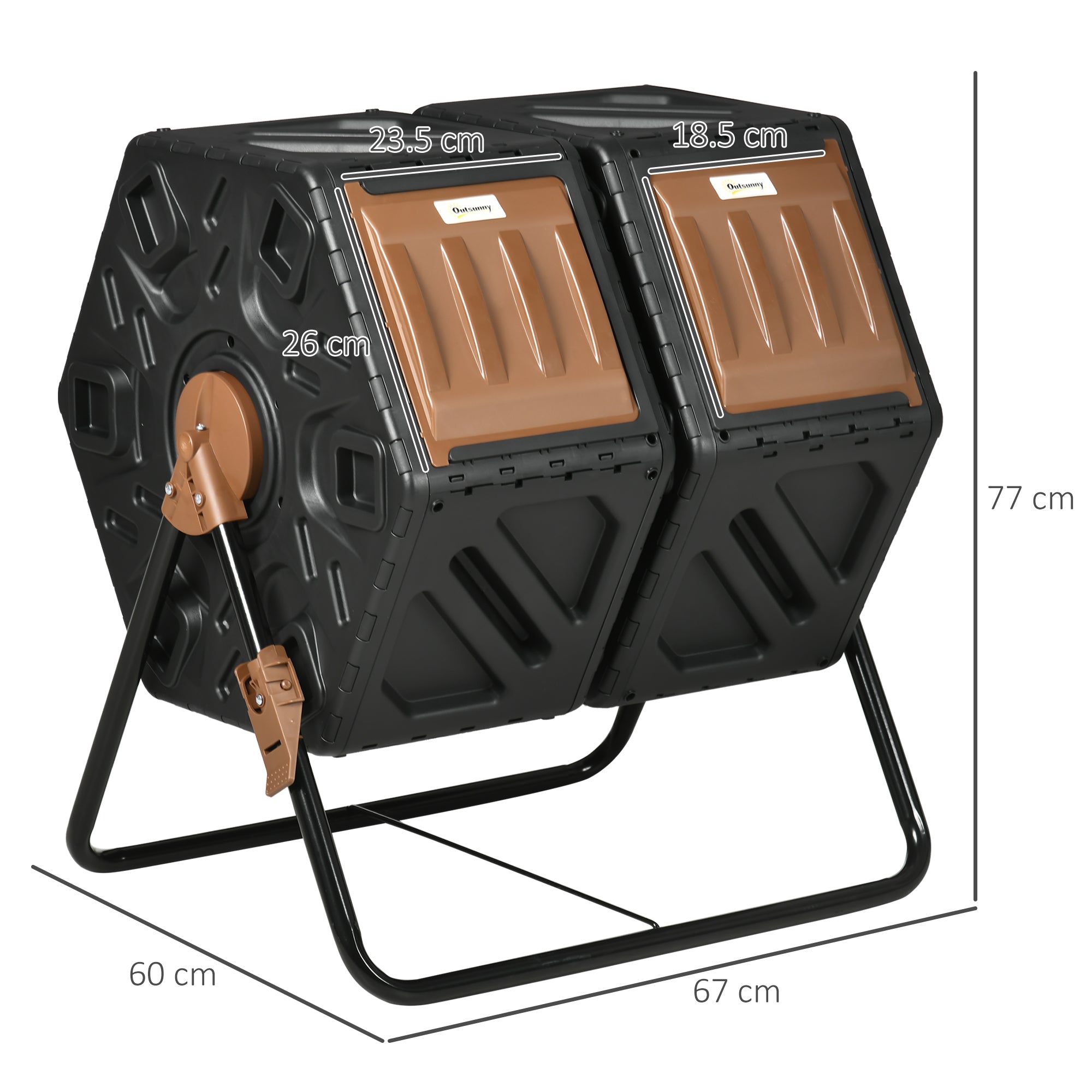 Outsunny 130L Double Chamber Composter - Black - North Peak Garden Furniture