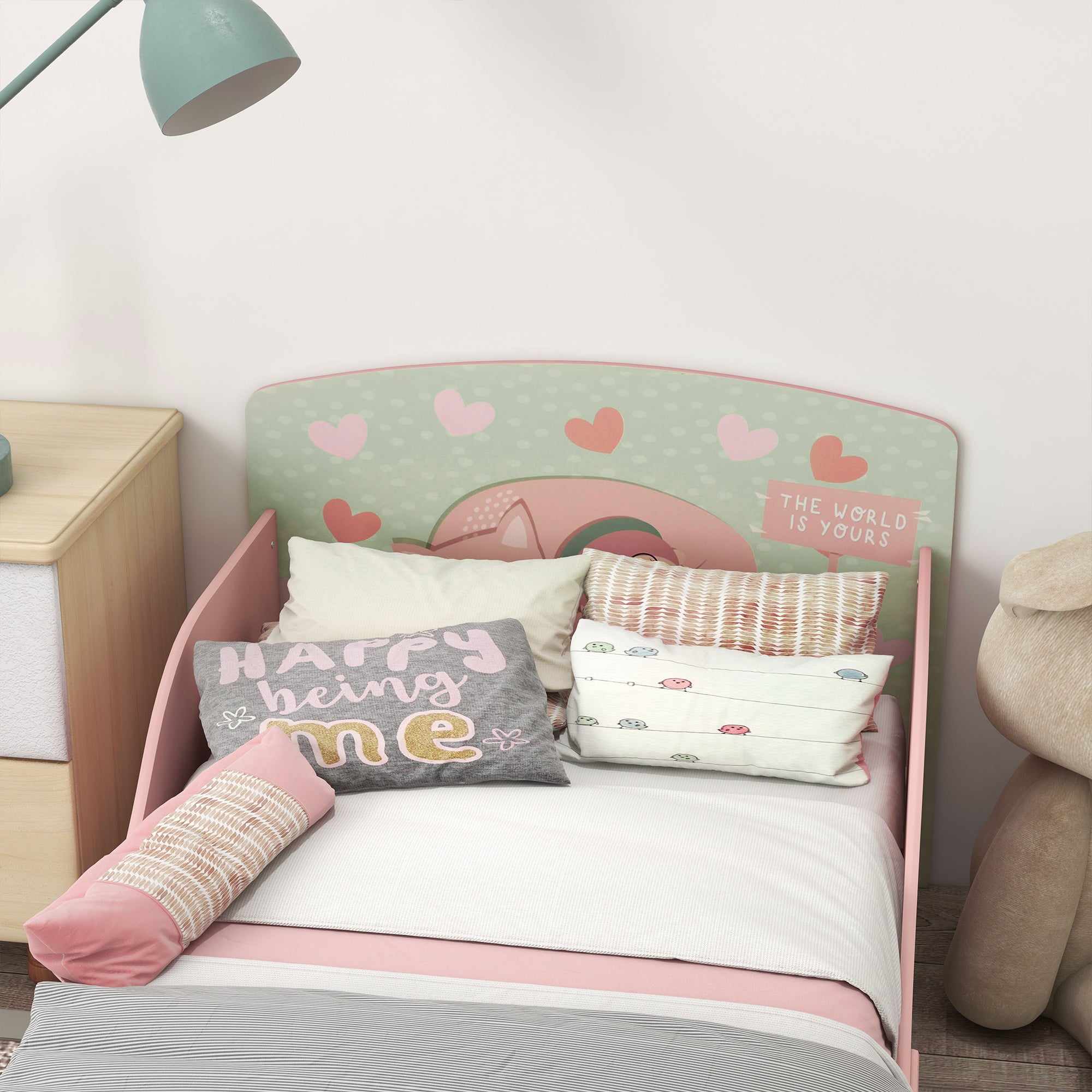 ZONEKIZ Toddler Bed Frame, Kids Bedroom Furniture for Ages 3-6 Years, Pink - North Peak Garden Furniture