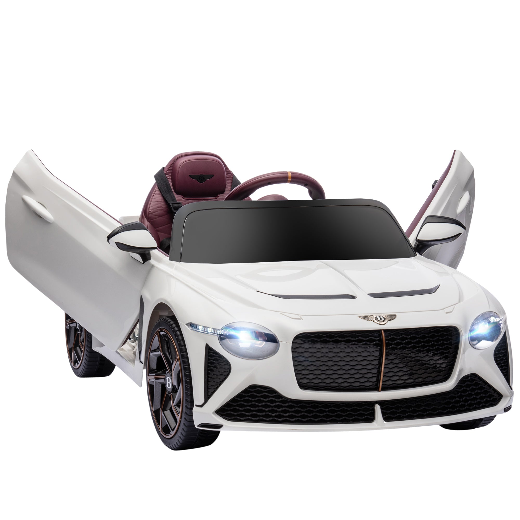 HOMCOM Bentley Bacalar Licensed 12V Kids Electric Car, with Remote Control, White - North Peak Garden Furniture