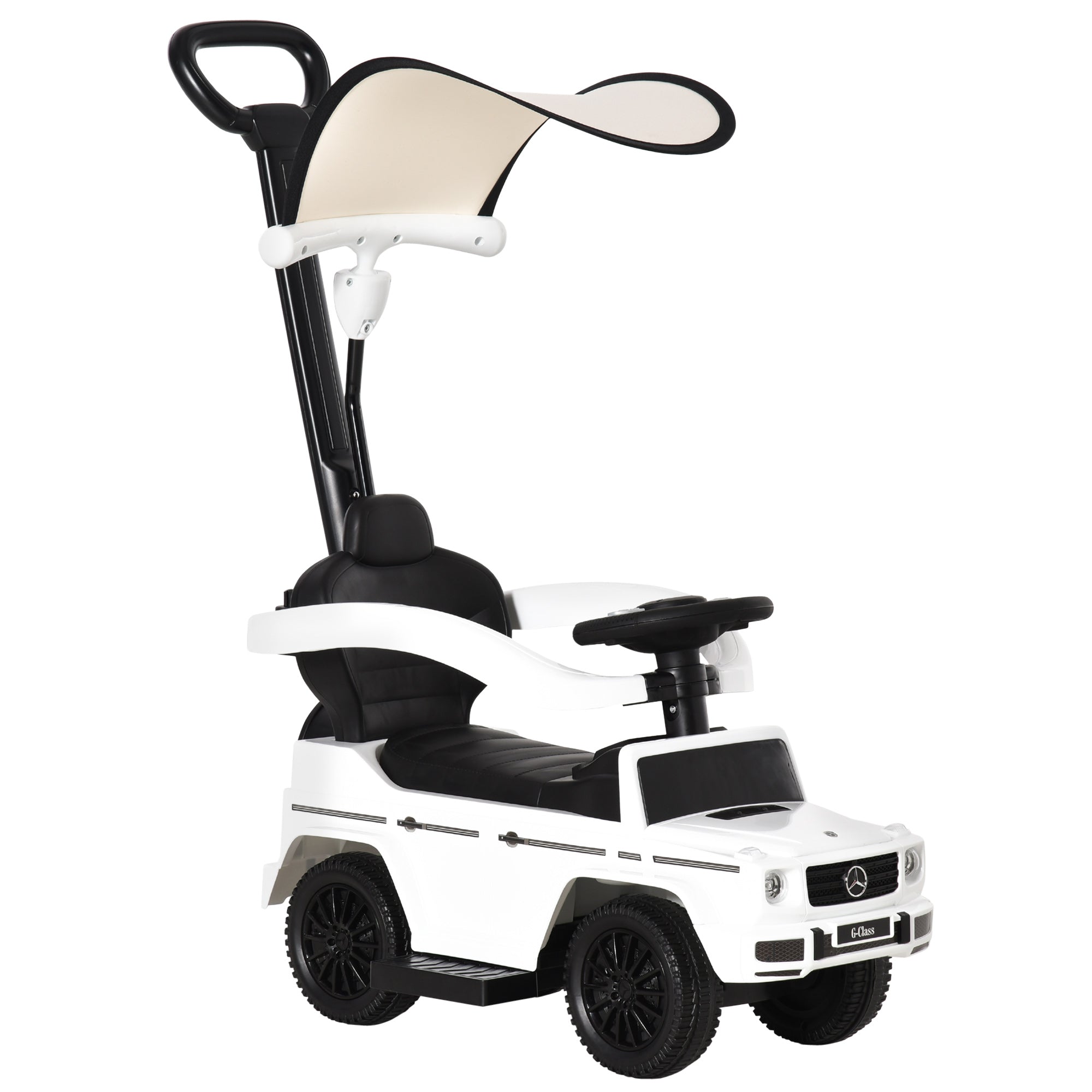 HOMCOM 3 in 1 Kids Children Ride on Push Car Toddler Sliding Car G350 Licensed Walker Foot to Floor Slider Push-Along with Horn Steering Wheel NO POWER Manual, White - North Peak Garden Furniture