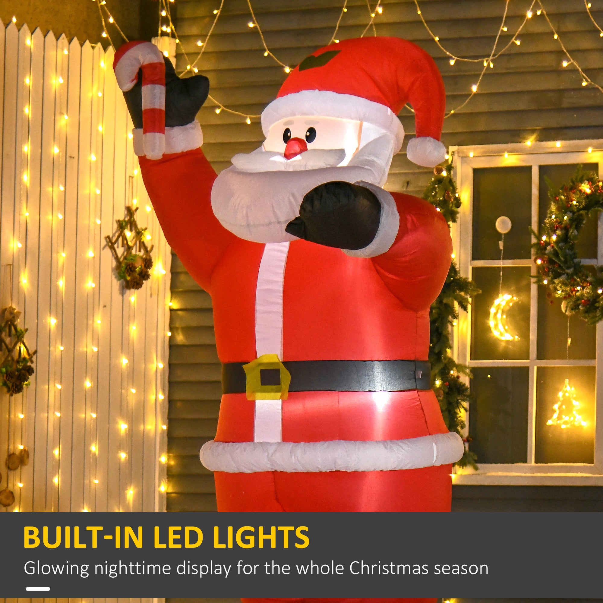 HOMCOM Inflatable Christmas Santa Claus Air Blown Decoration Yard - North Peak Garden Furniture
