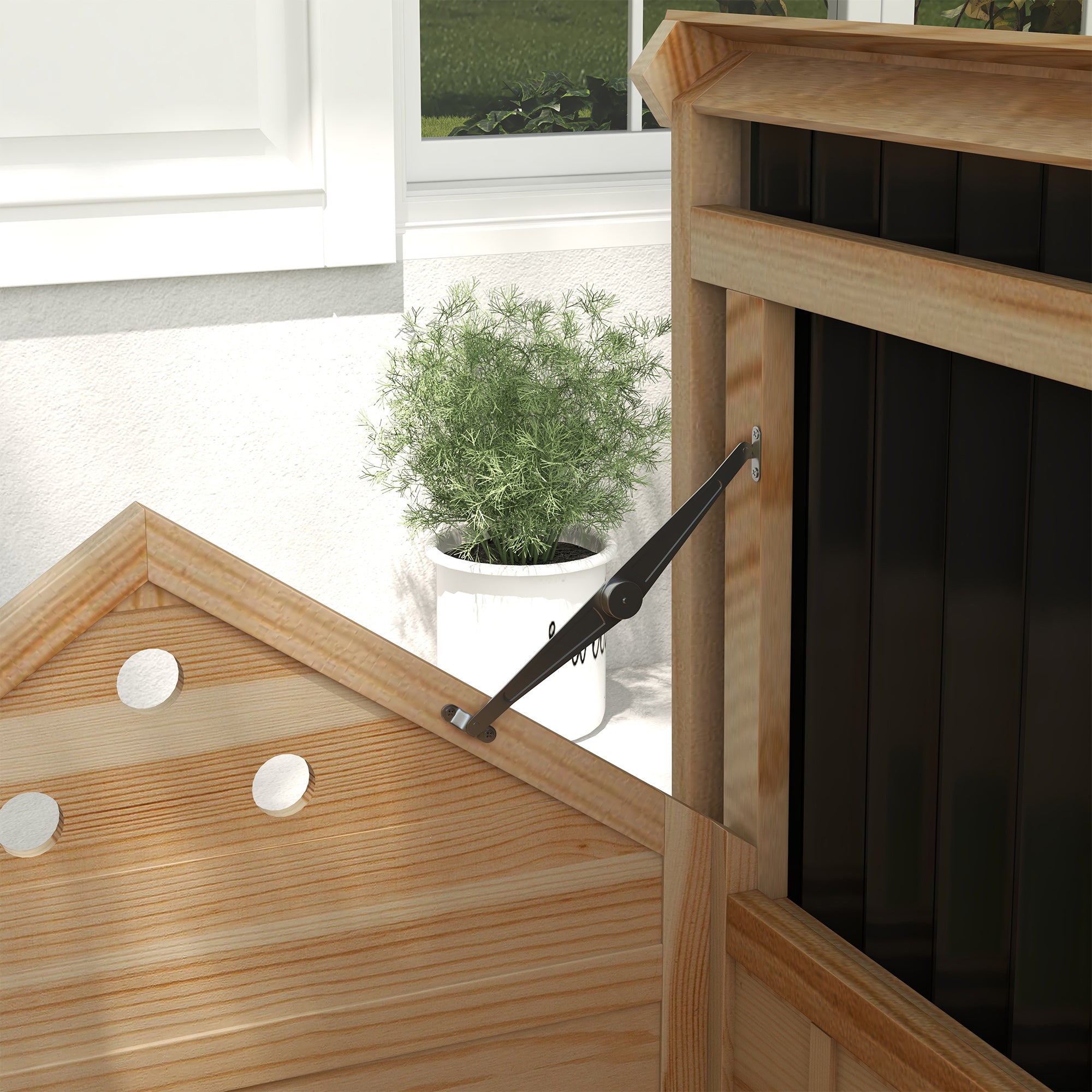 PawHut Wooden Duck House with Double Doors, Openable Roof, Ventilation Holes, Removable Base, Natural Wood Finish - North Peak Garden Furniture