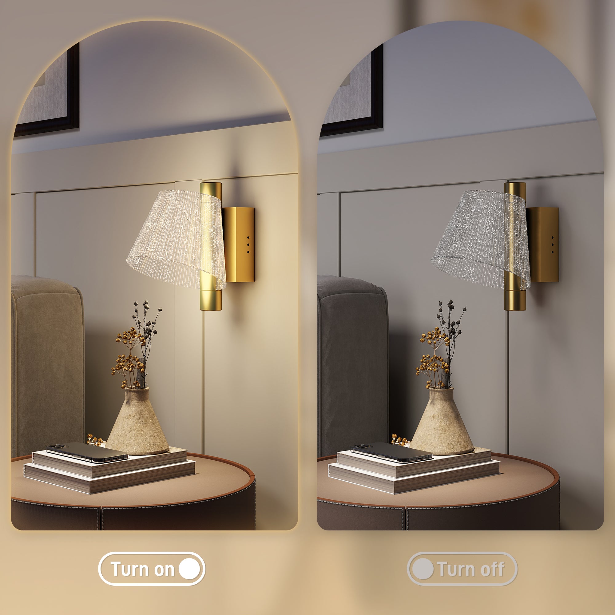 HOMCOM Led Wall Lamp 2 Pack, 5W Modern Indoor Starry Wall Light, Colour Temperature Adjustable 3000K/4000K/6500K, for Bedroom, Living Room, Hallway, Stairs, Gold Tone