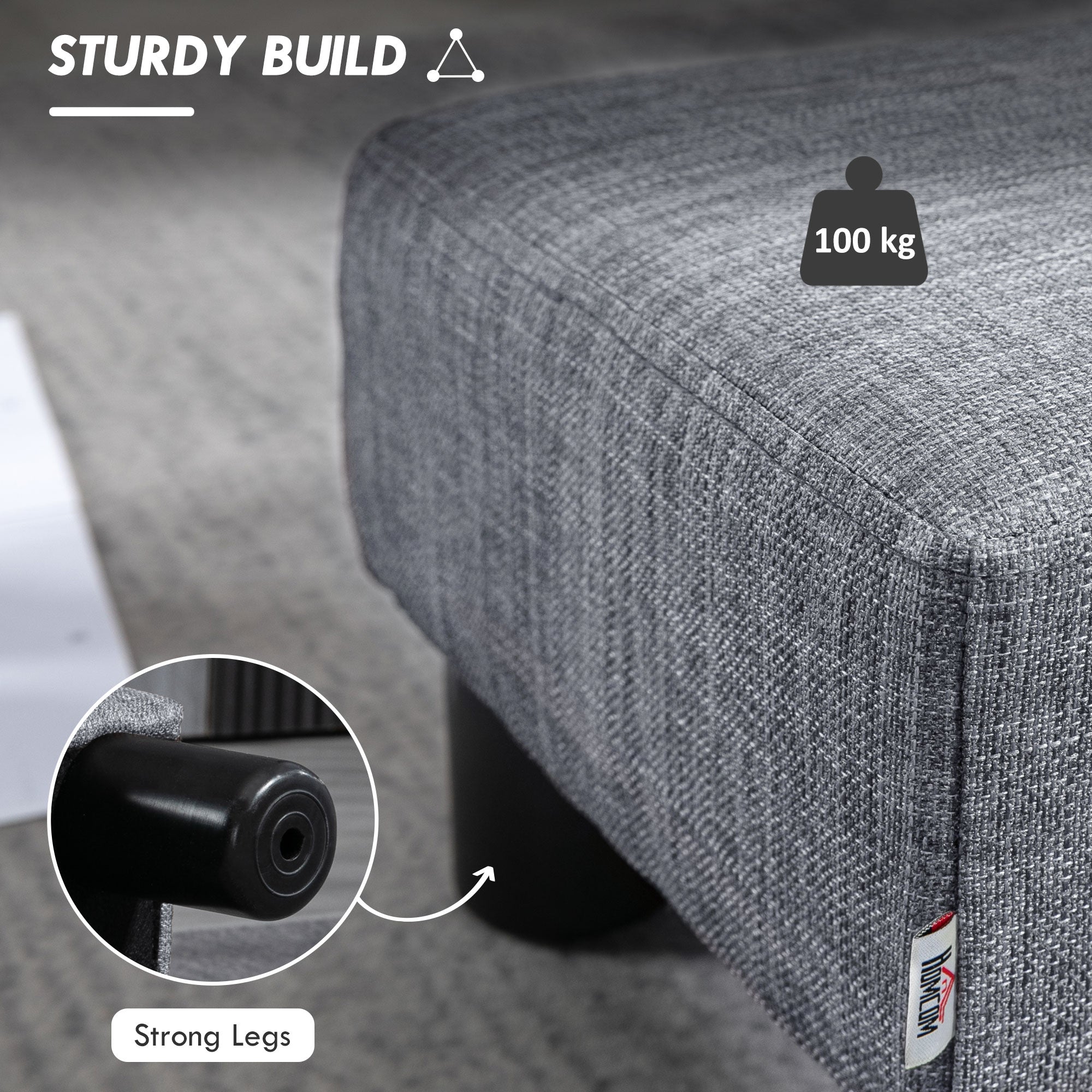 HOMCOM Linen Fabric Footstool Ottoman Cube with 4 Plastic Legs - North Peak Garden Furniture