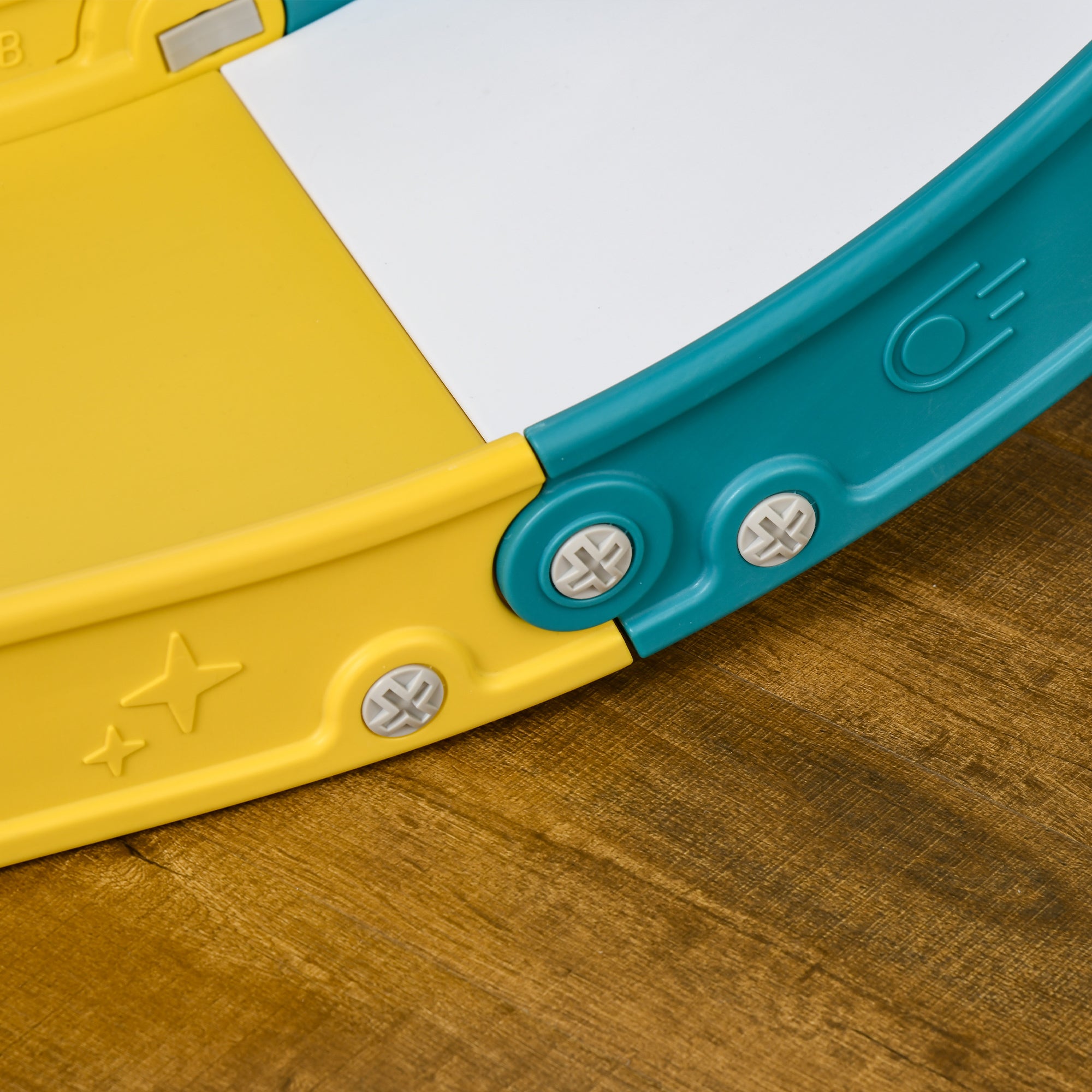AIYAPLAY 4 in 1 Toddler Slide with Basketball Hoop, Climber, Telescope, Storage Basket, for Ages 1-3 Years, Yellow - North Peak Garden Furniture