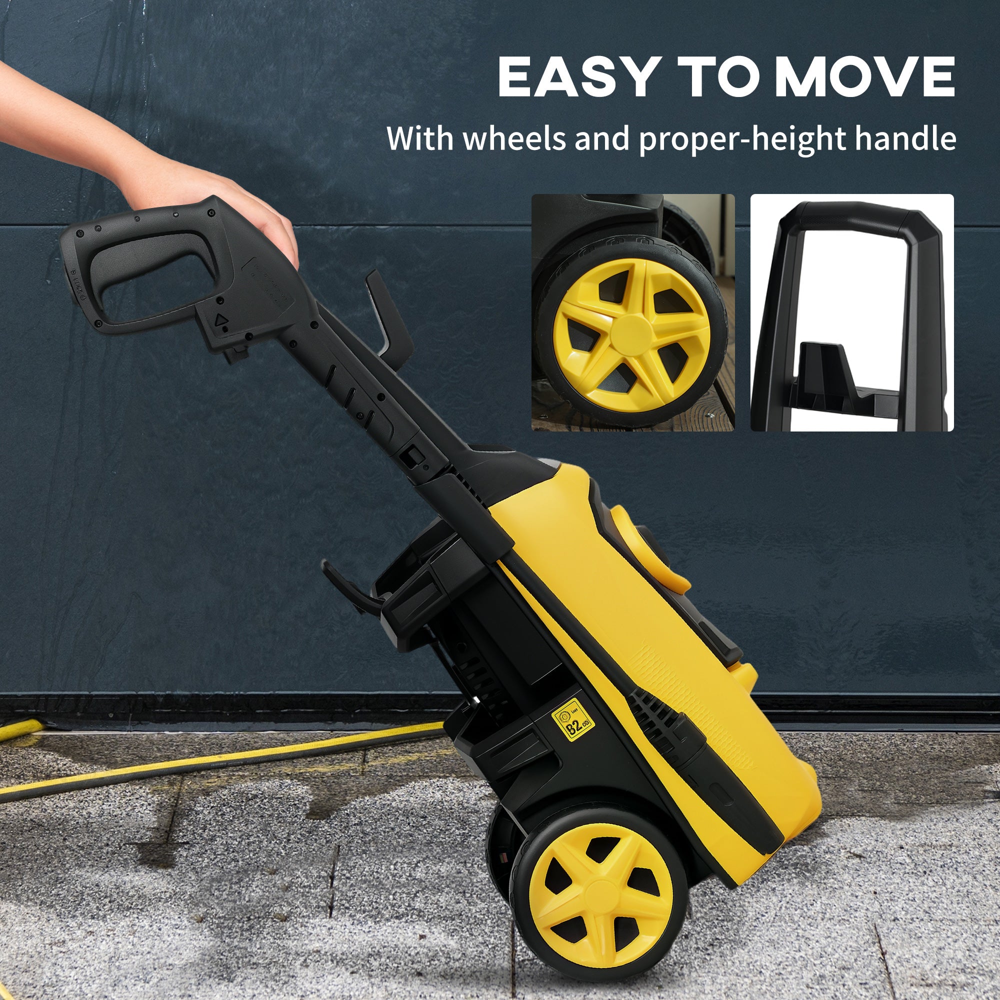 DURHAND 1800W High Pressure Washer, 150 Bar Pressure, 510 L/h Flow, High-Performance Portable Power Washer Jet Wash Cleaner with 6M Hose, Snow Foam Bottle for Garden, Car, Furniture, Yellow - North Peak Garden Furniture