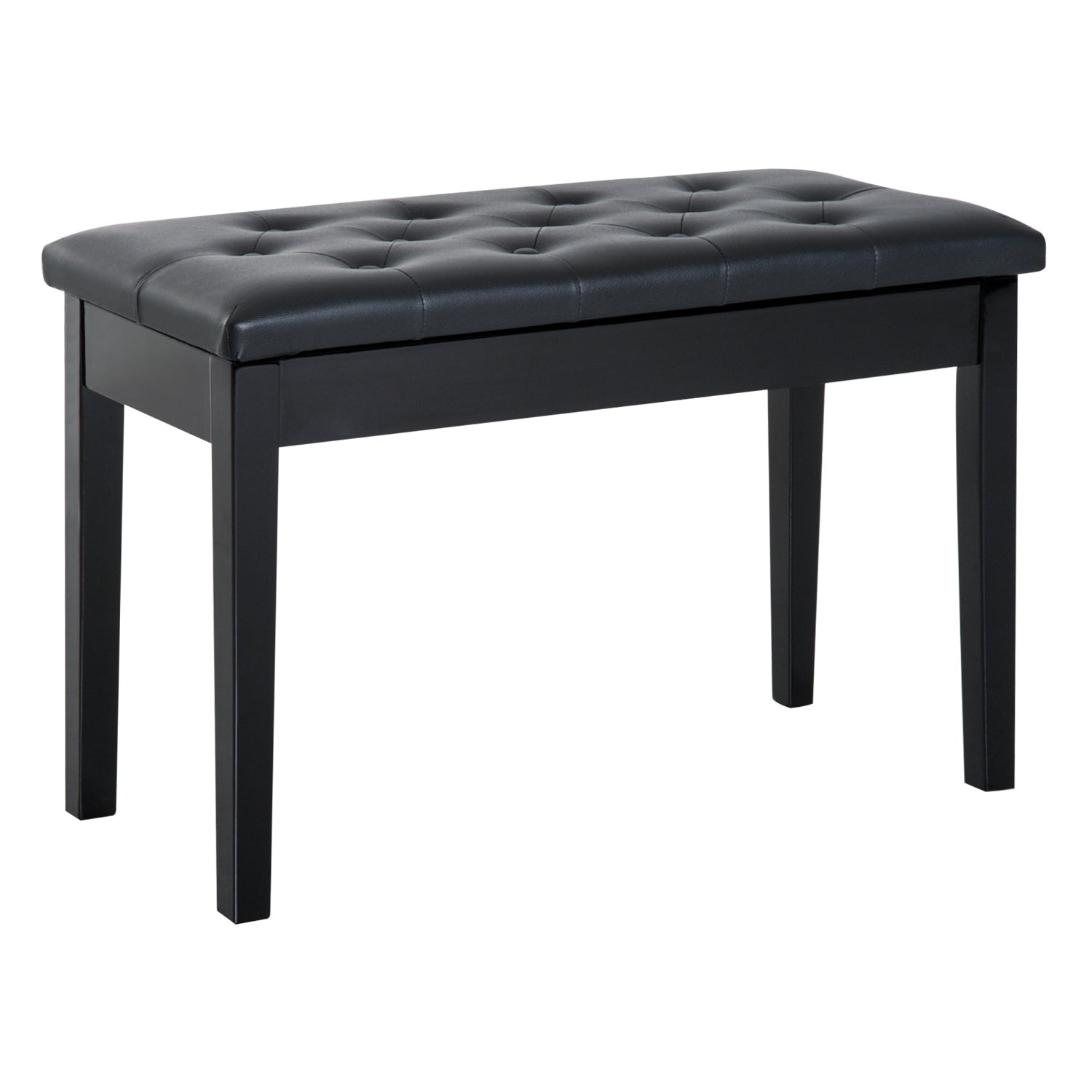 HOMCOM PU Leather Upholstered Piano Stool Makeup Stool Bench Dressing Table Seat with Storage 76x36x50cm, Black - North Peak Garden Furniture