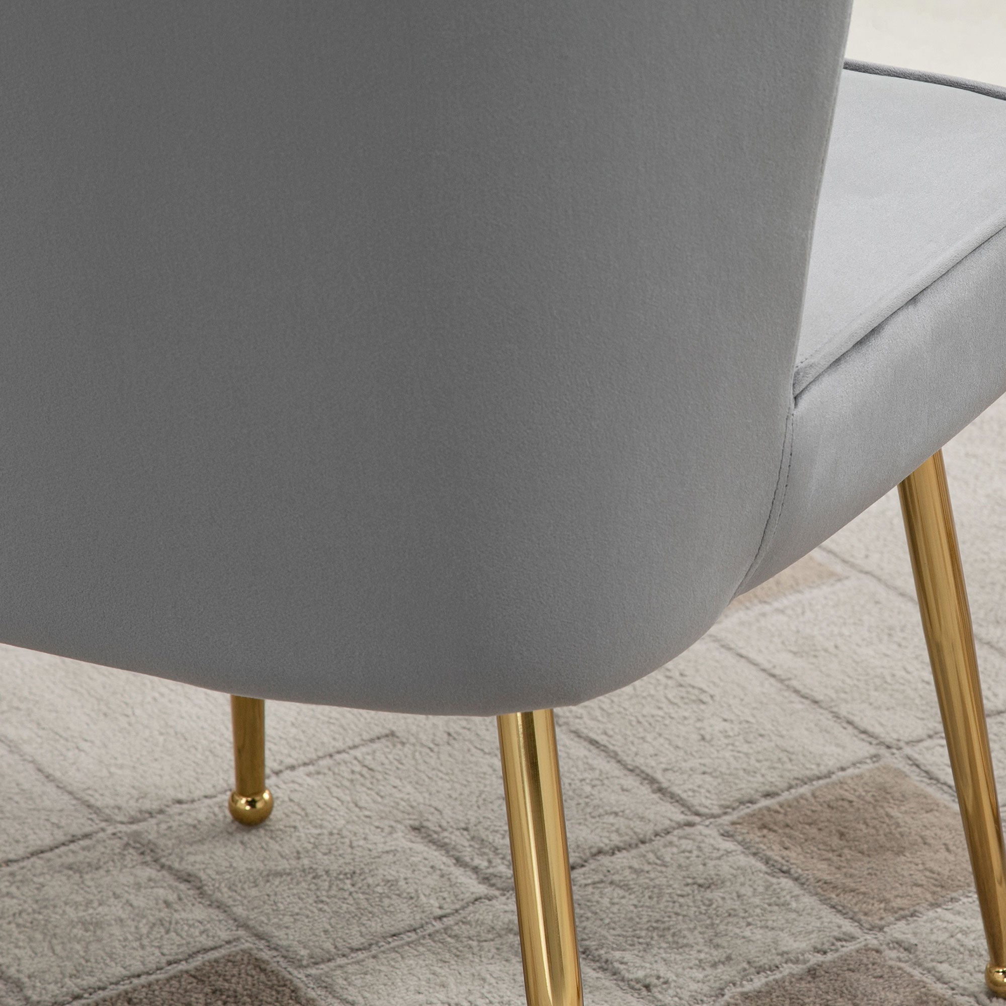 HOMCOM Velvet-Feel Shell Accent Chair - Grey - North Peak Garden Furniture