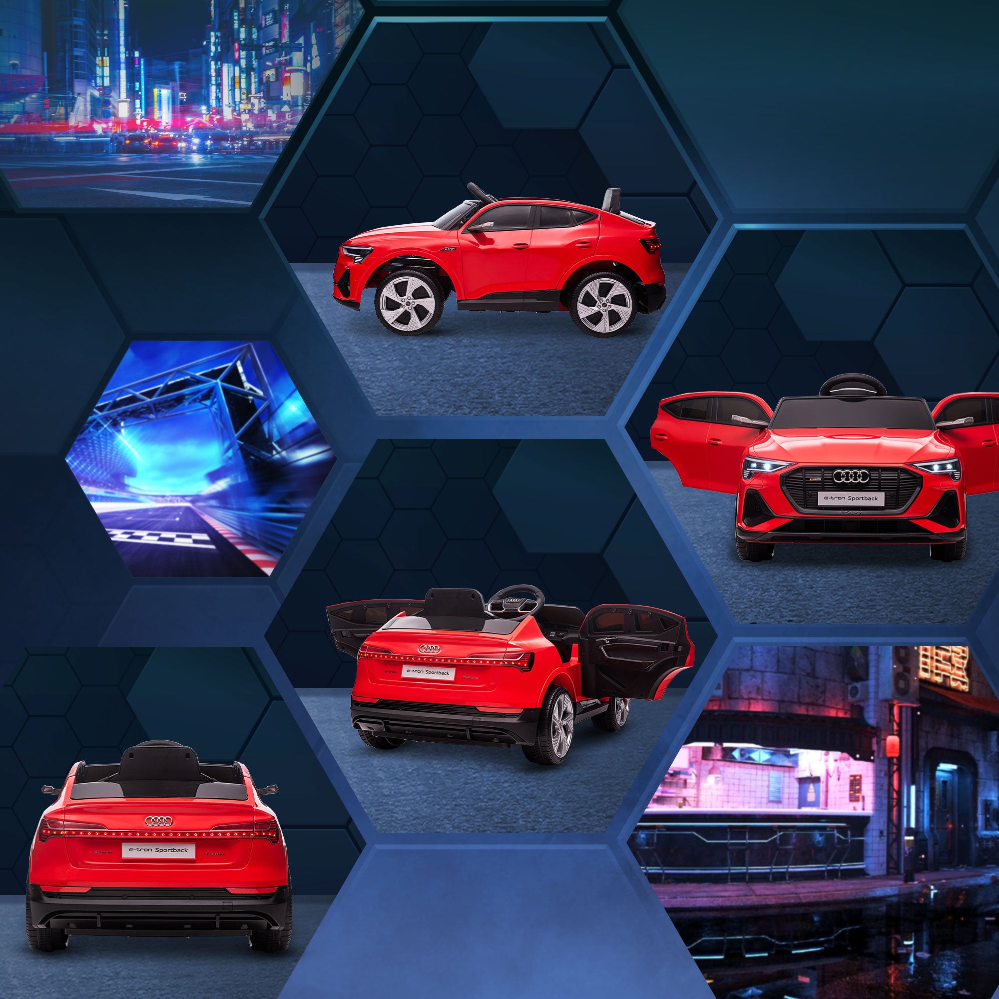HOMCOM Audi E-tron Licensed 12V Kids Electric Ride On Car with Parental Remote Music Lights MP3 Suspension Wheels for 3-5 Years Red - North Peak Garden Furniture