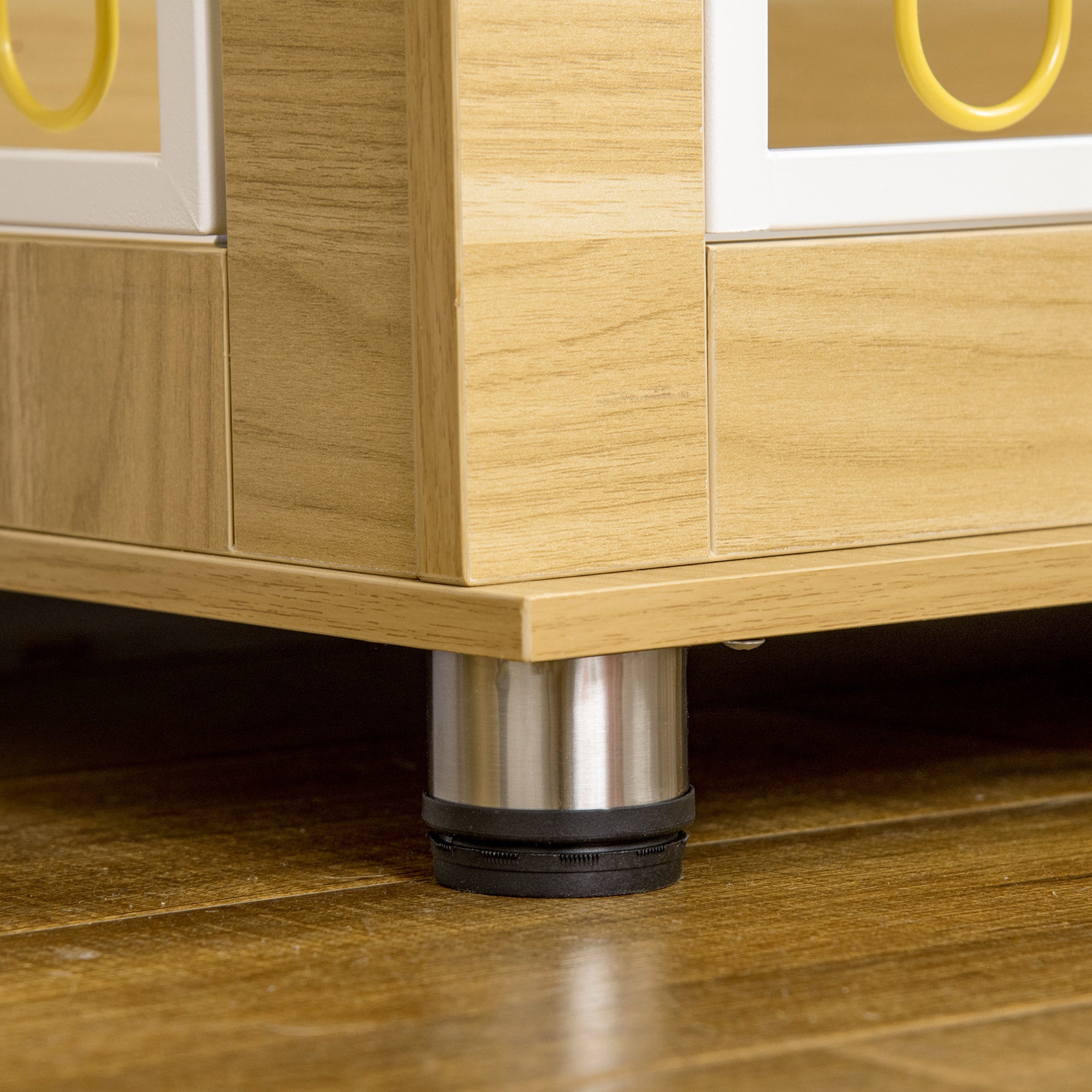 PawHut Dog Crate Furniture, Dog Cage End Table. with Soft Cushion, Double Door - Oak Tone - North Peak Garden Furniture