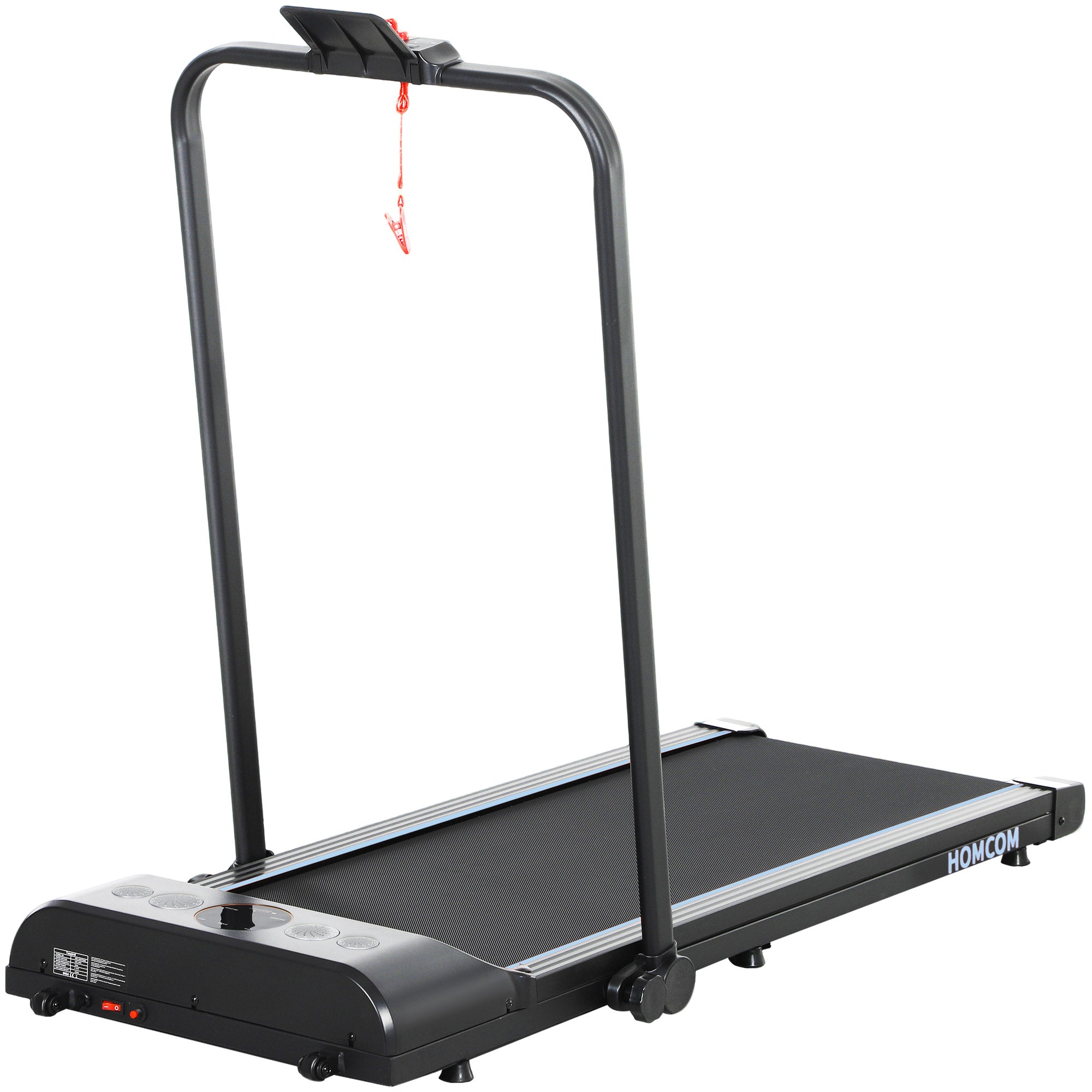 HOMCOM Foldable Walking Treadmill, with LED Display and Wheels, for Home, Office, Gym, Blue - North Peak Garden Furniture