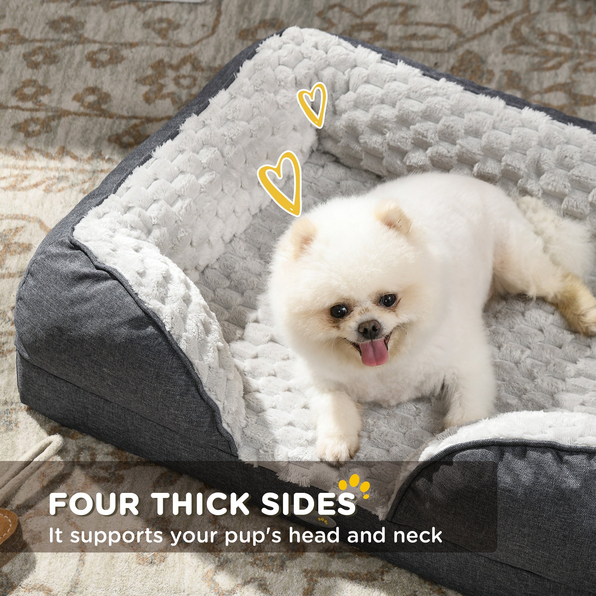 PawHut Calming Dog Bed Pet Mattress w/ Removable Cover, Anti-Slip Bottom, for Small Dogs, 70L x 50W x 18Hcm - Charcoal Grey - North Peak Garden Furniture