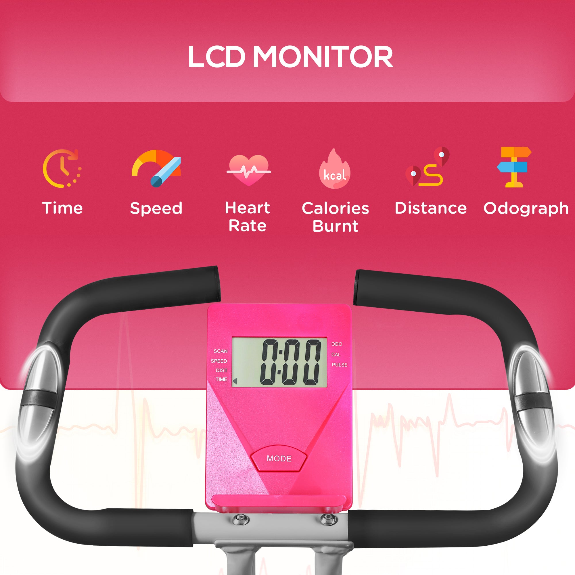 SPORTNOW Folding and Quiet Exercise Bike with 8-Level Magnetic Resistance and Heart Rate Sensor, for Home Gym, Pink and White - North Peak Garden Furniture