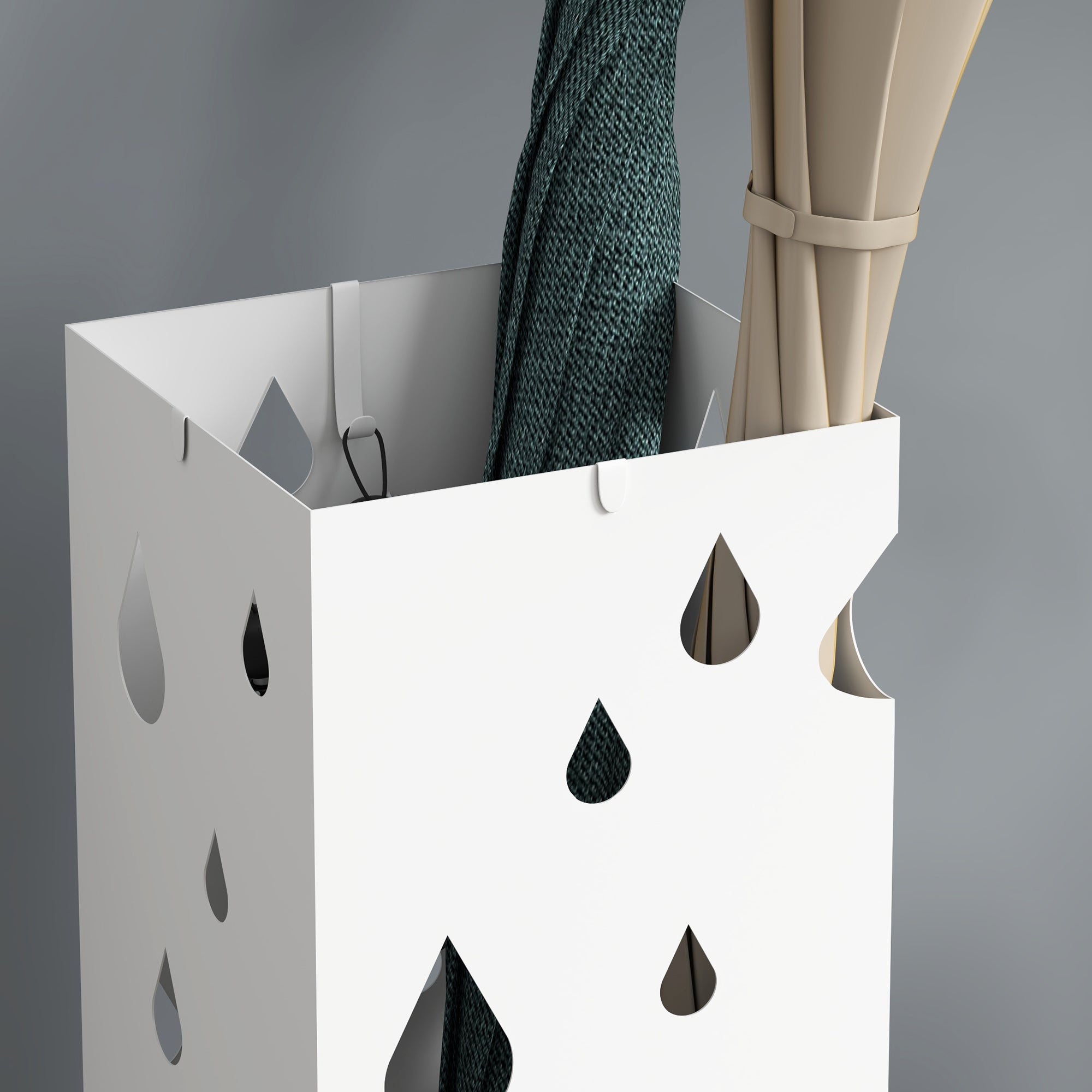 HOMCOM Six-Umbrella Steel Holder Stand - White - North Peak Garden Furniture