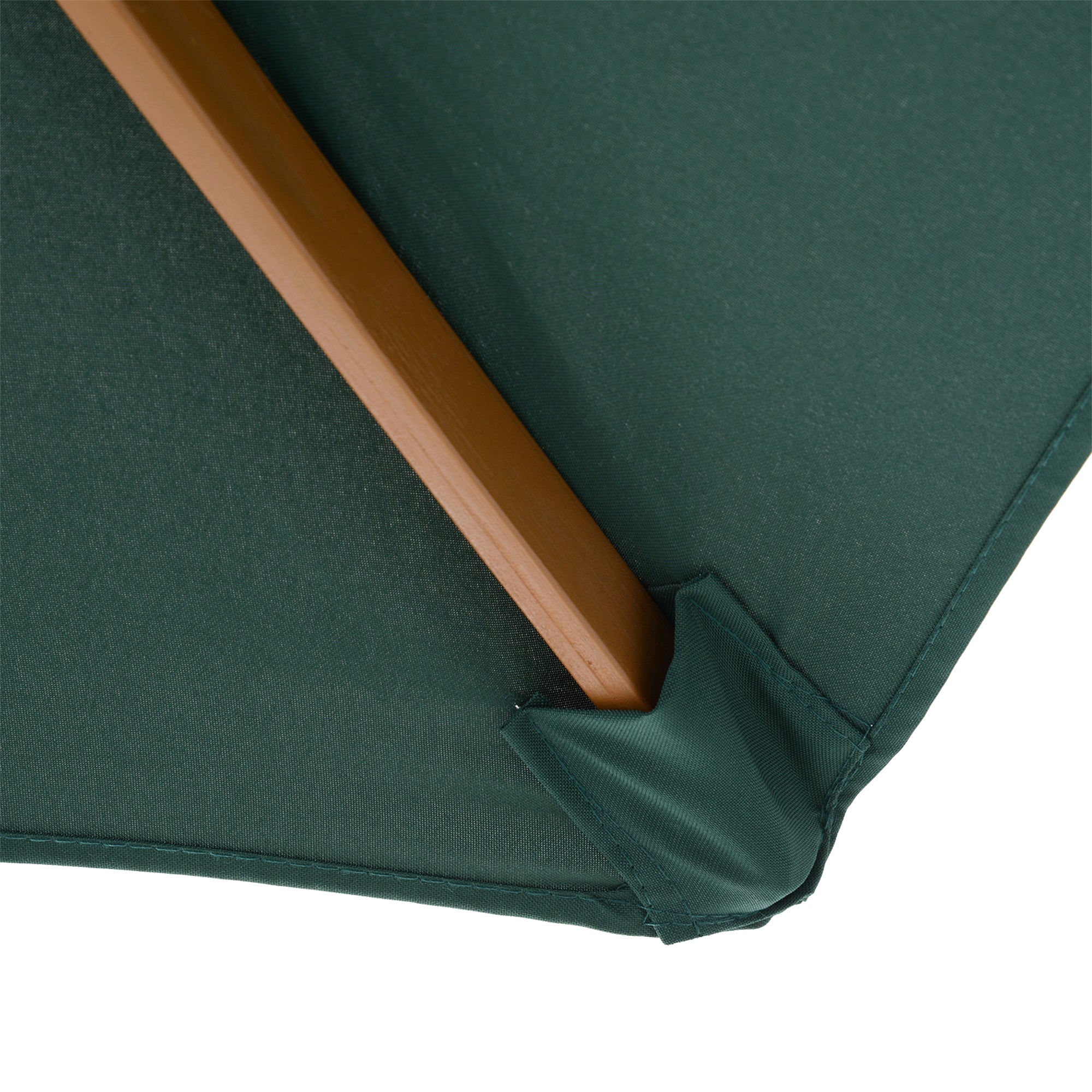 Outsunny Wooden Parasol: 2.5m UV-Protective Garden Umbrella with Pulley System, Dark Green