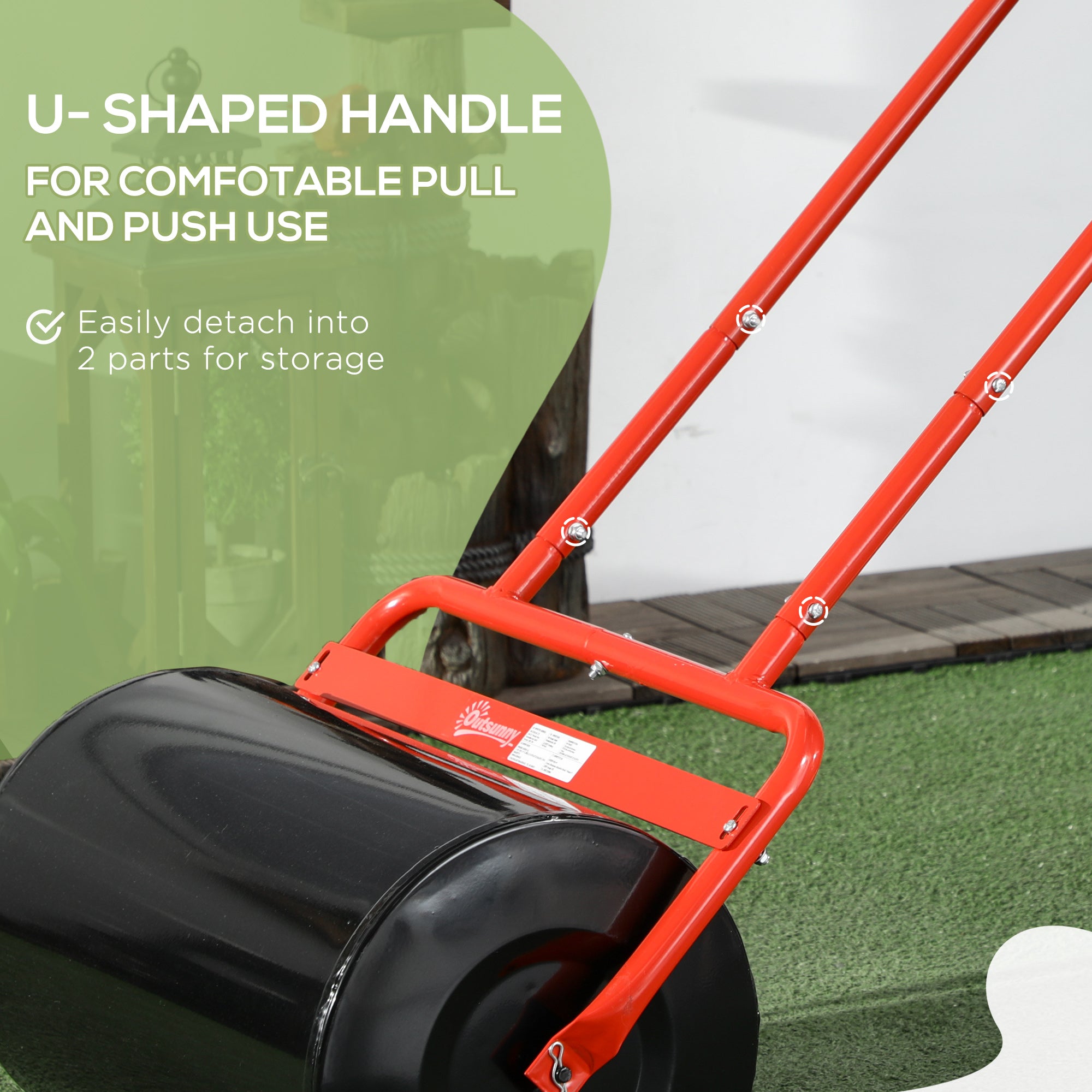Outsunny 38L Fillable Cylinder Steel Lawn Roller - Red - North Peak Garden Furniture