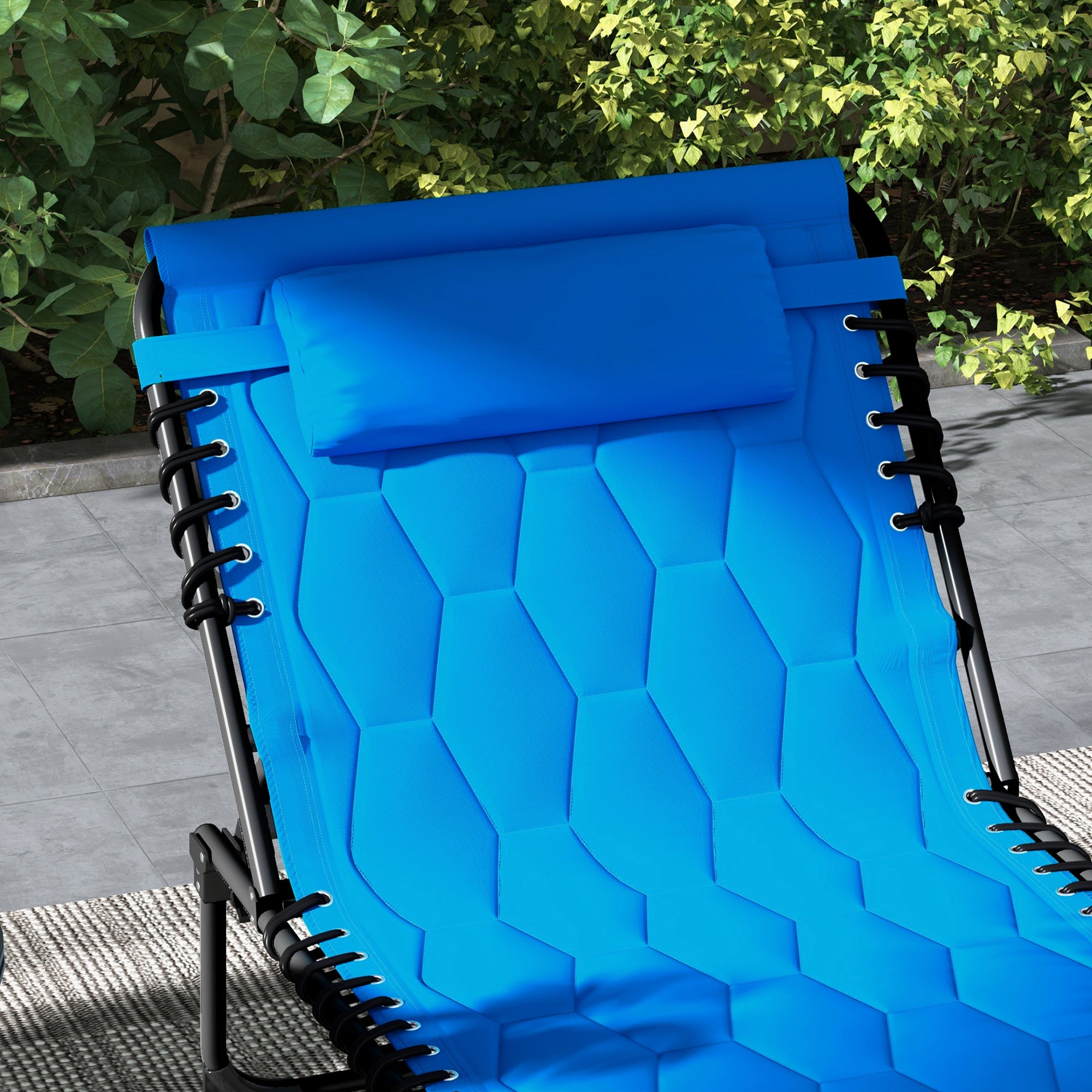Outsunny Set of Two Sun Loungers, with Five-Position Reclining Backs - Blue - North Peak Garden Furniture