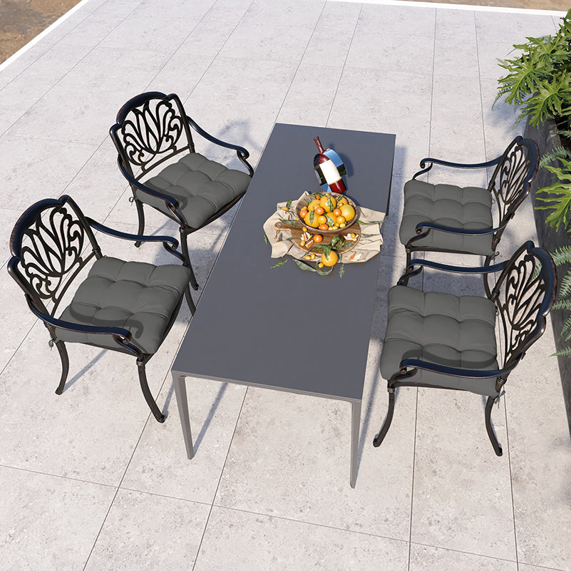 Outsunny 4-Piece Seat Cushion Pillows Replacement, Patio Chair Cushions Set with Ties for Indoor Outdoor, Charcoal Grey - North Peak Garden Furniture