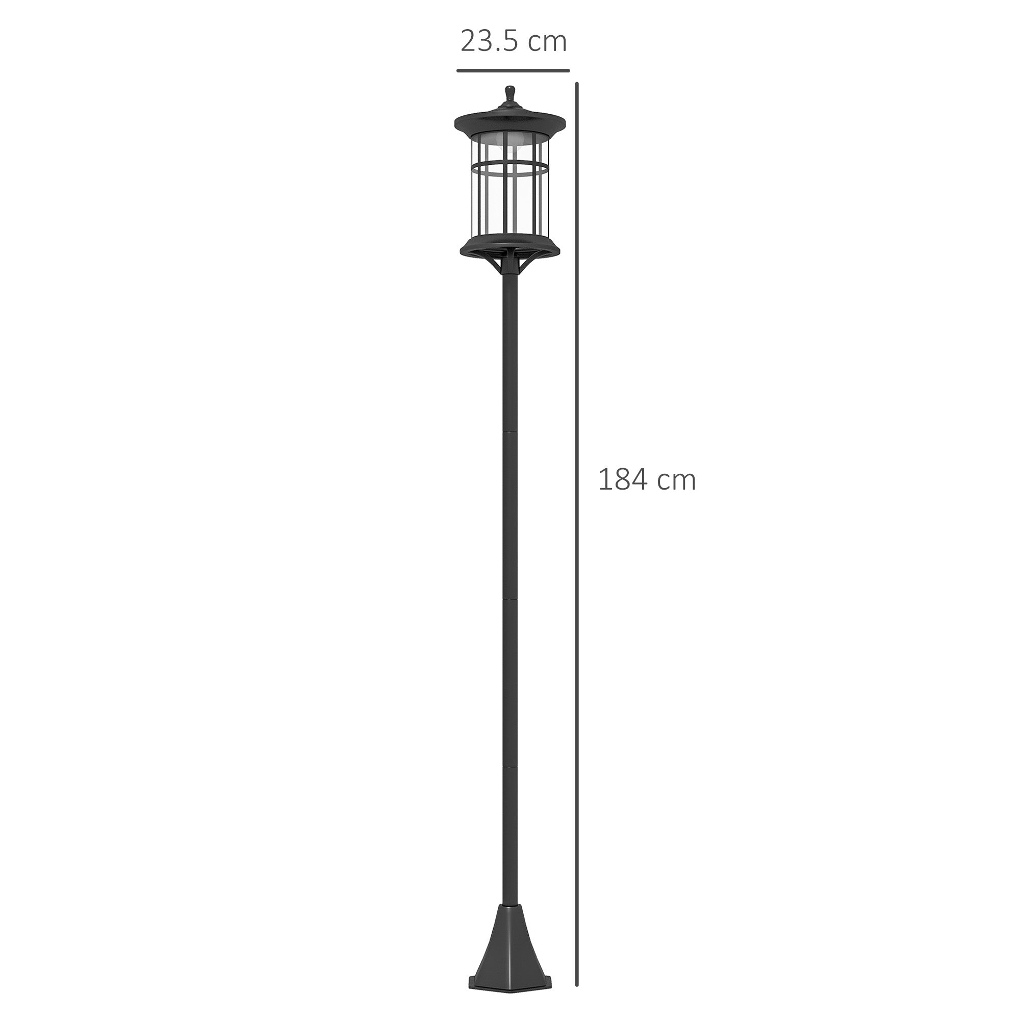 Outsunny Set of Two 1.8m Traditional Style Solar Lamp Posts - Black - North Peak Garden Furniture