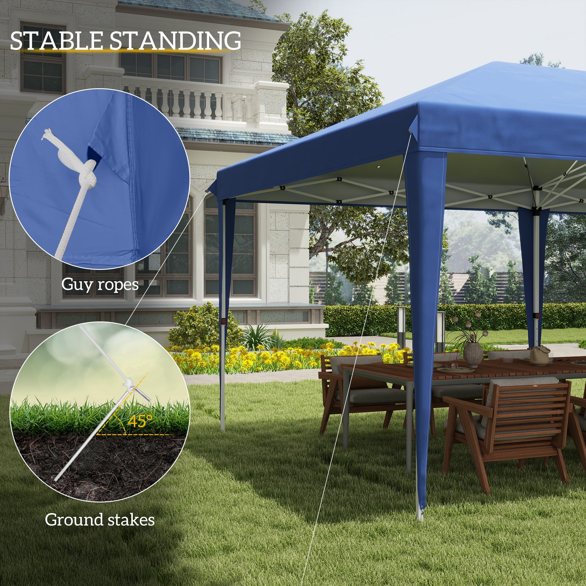 Outsunny Pop Up Gazebo, Double Roof Foldable Canopy Tent, Height Adjustable Wedding Awning Canopy w/ Carrying Bag, 6 m x 3 m x 2.65 m, Blue