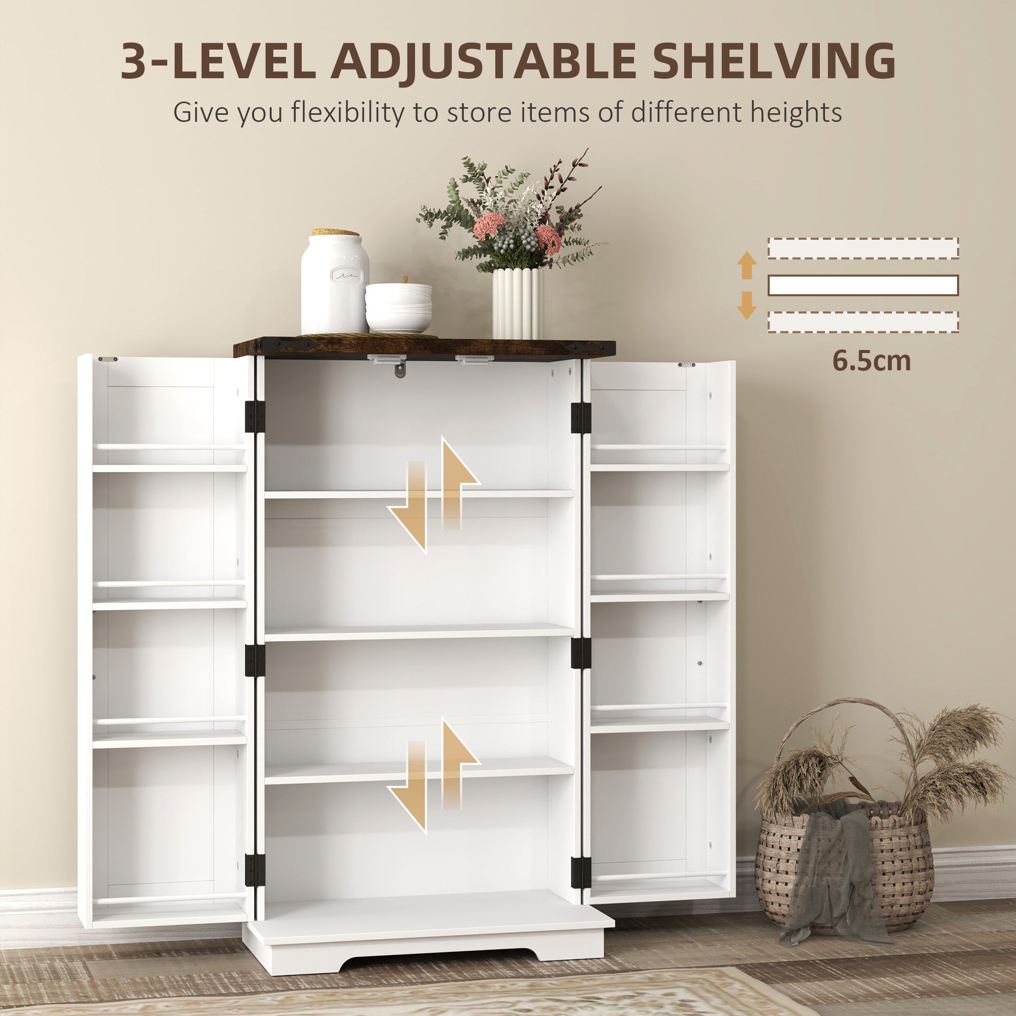 HOMCOM Multi-Storage Farmhouse Style Cabinet - White - North Peak Garden Furniture