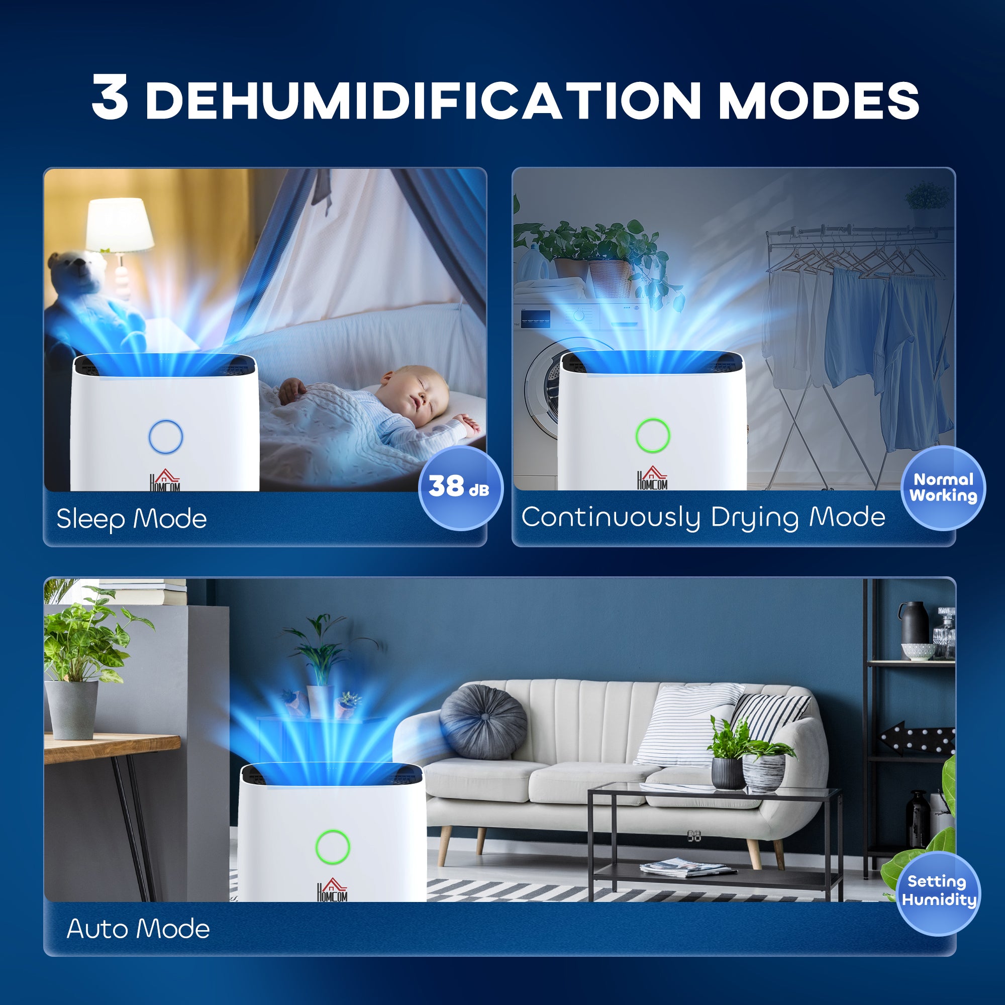 HOMCOM 20L/Day Portable Dehumidifier for Home, with LED Screen, Sleep Mode, 24H Timer, Electric Air Dehumidifier for Damp Laundry Bedroom Basement - North Peak Garden Furniture