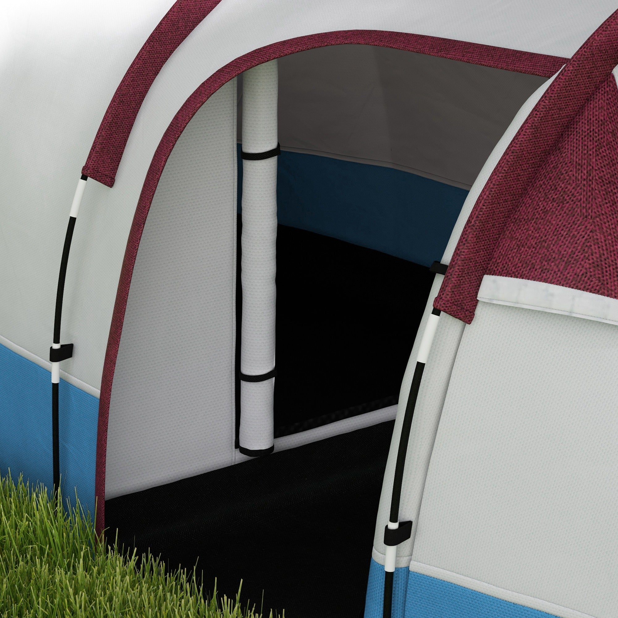 Outsunny Camping Tent, Large Tunnel Tent with Bedroom and Living Area, 2000mm Waterproof, Portable with Bag for 2-3 Man, Red - North Peak Garden Furniture