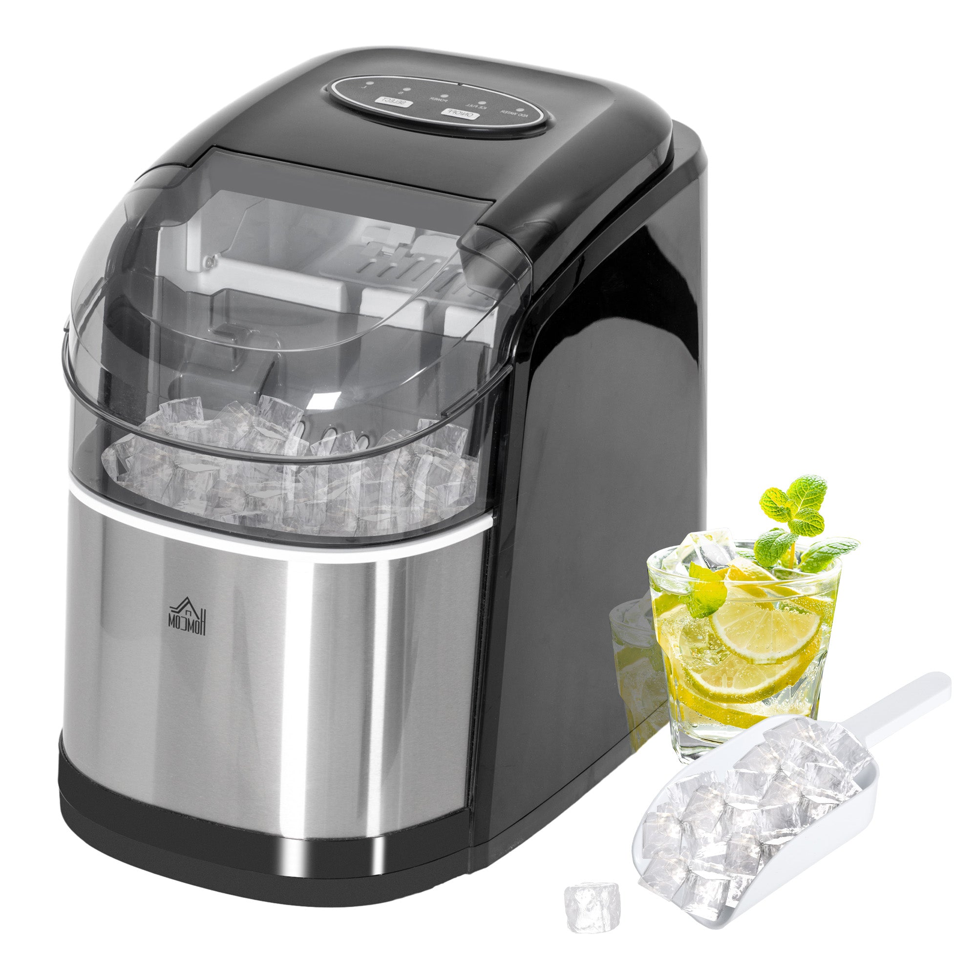 HOMCOM 12kg Countertop Ice Machine, with Scoop - North Peak Garden Furniture