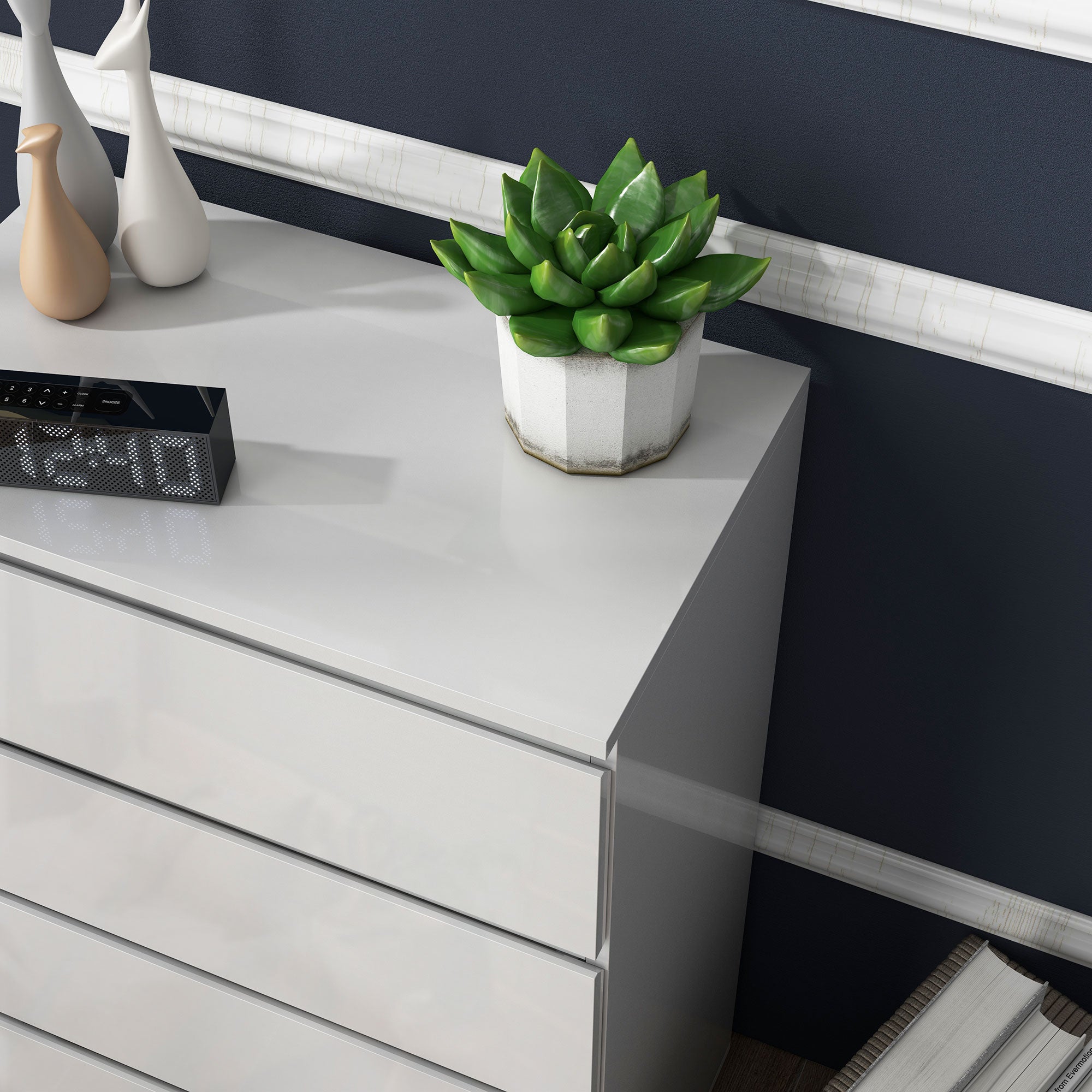HOMCOM High Gloss Chest of Drawers, 5-Drawer Storage Cabinets, Modern Dresser, Storage Drawer Unit for Bedroom - North Peak Garden Furniture
