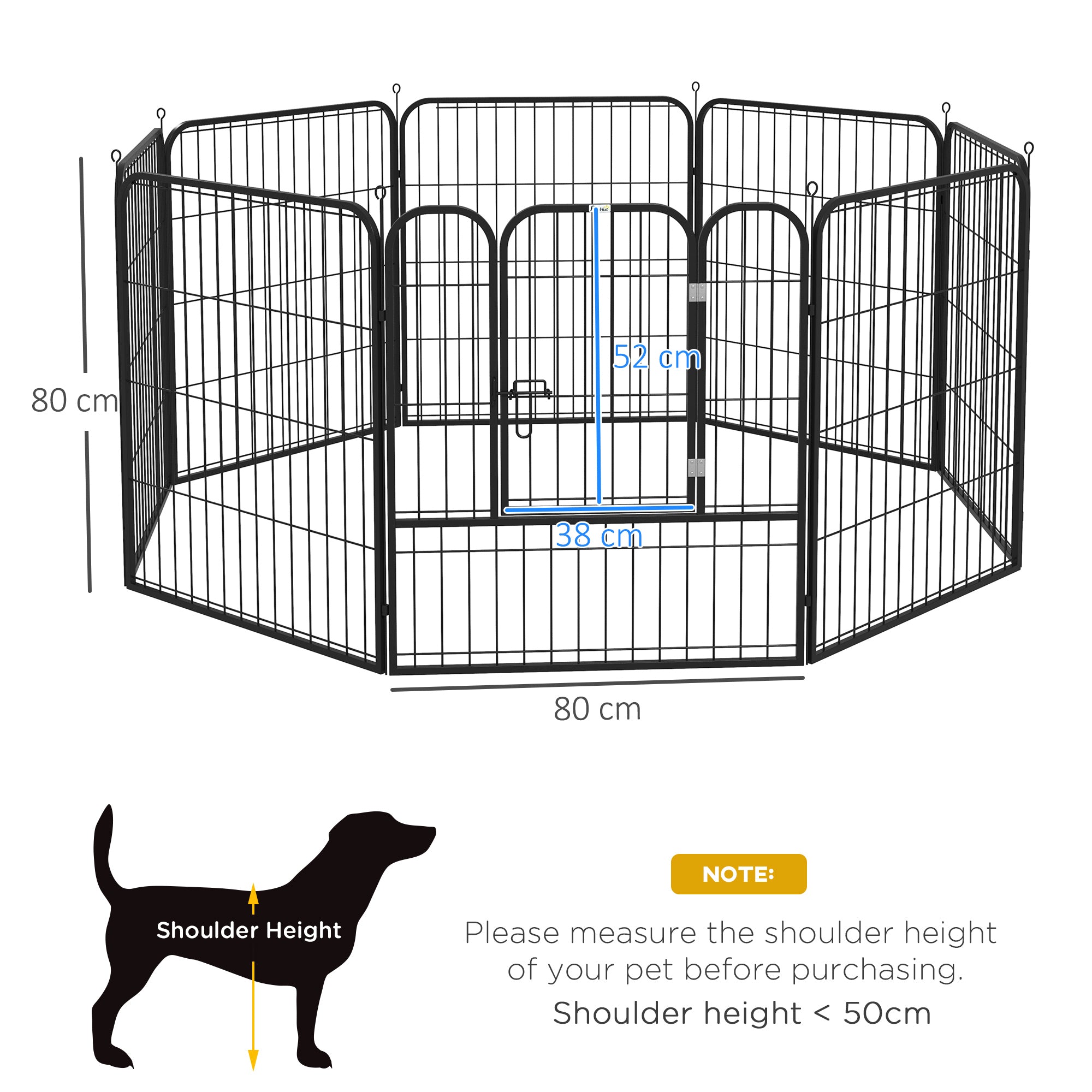 PawHut 8 Panels Heavy Duty Puppy Playpen, for Small and Medium Dogs, Indoor and Outdoor Use - Black - North Peak Garden Furniture