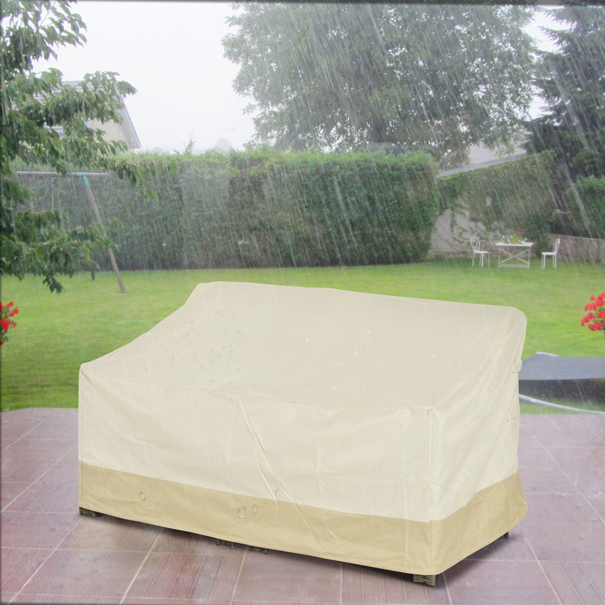 Outsunny 600D Oxford Cloth Furniture Cover 3 Seat Rattan Chair Protector Large Garden Patio Outdoor Waterproof L152 x W87 x H58-79cm - North Peak Garden Furniture