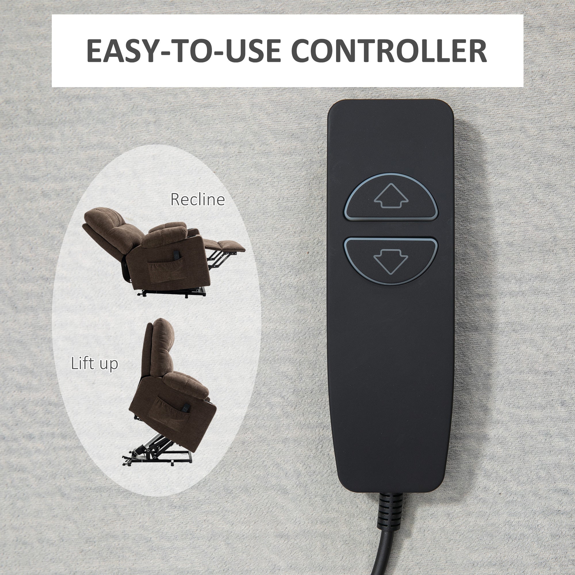 HOMCOM Electric Riser and Recliner Chair for Elderly, Power Lift Recliner Chair with Remote Control, Dark Brown - North Peak Garden Furniture