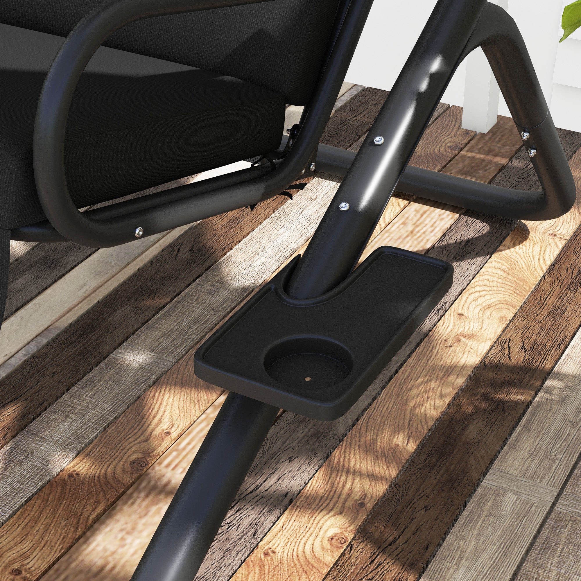 Outsunny Two-Seat Garden Swing Chair, with Protective Canopy - Black