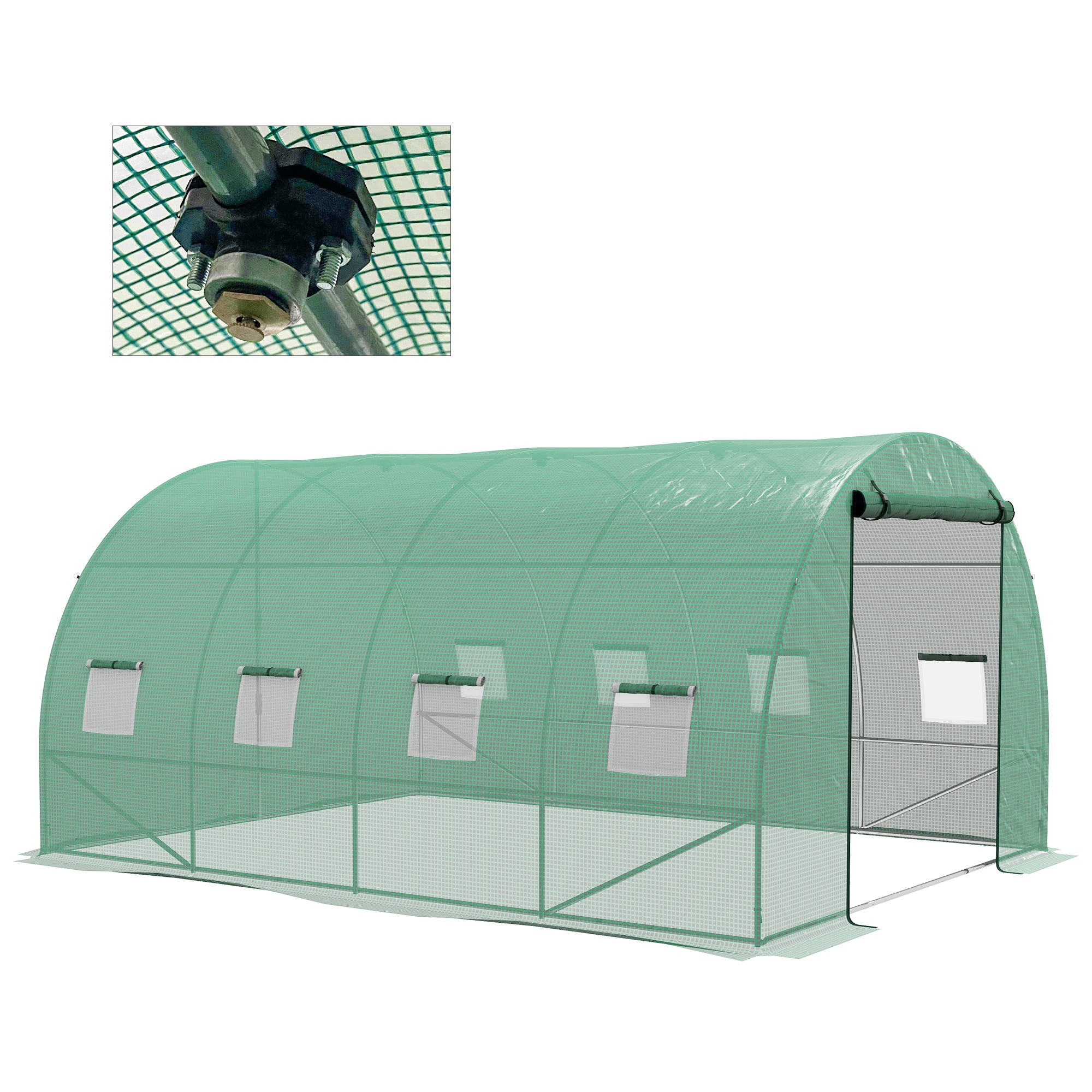 Outsunny Sprinkler System Polytunnel Greenhouse, 4 x 3(m), Green - North Peak Garden Furniture